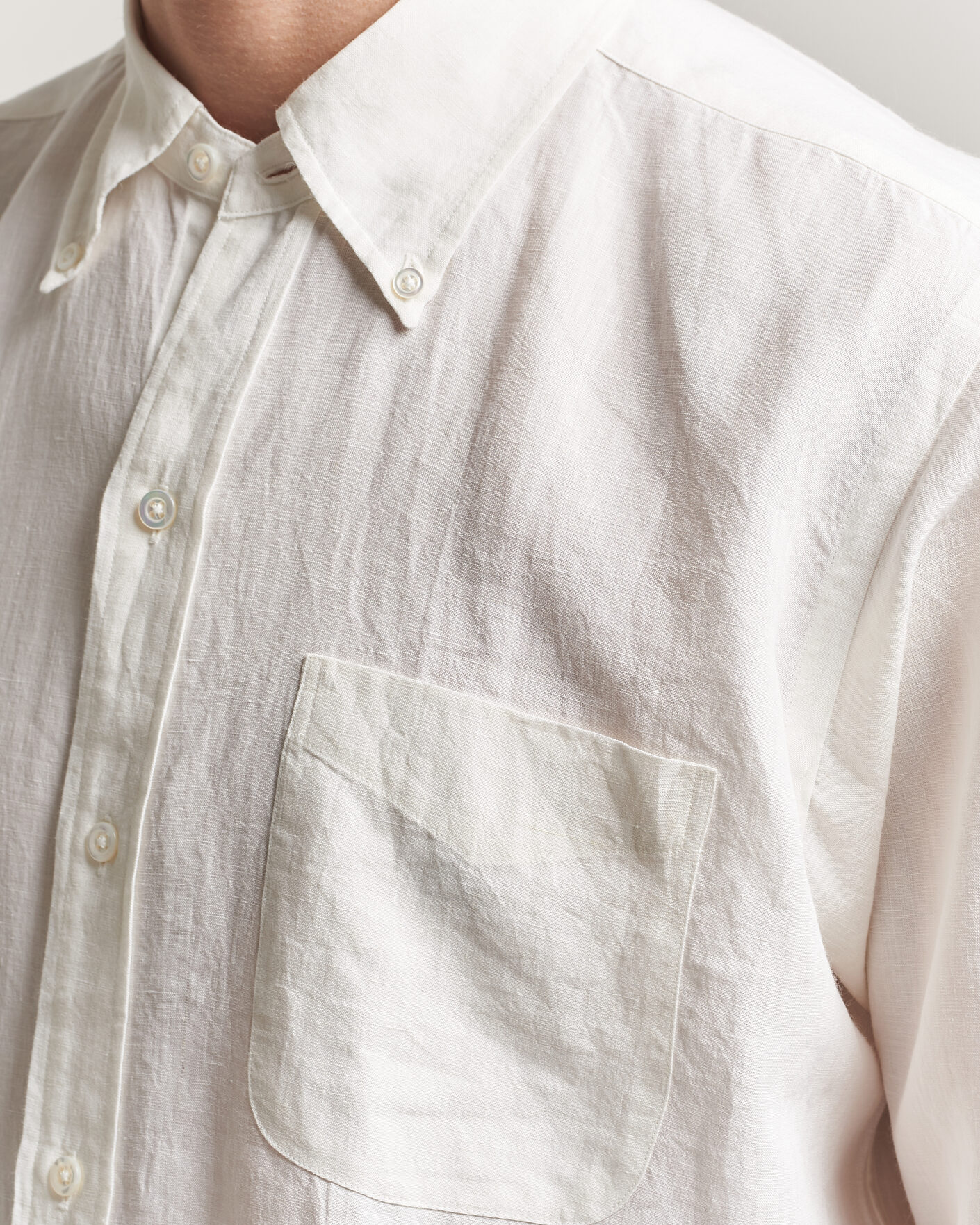 Men | Shirts | Kamakura Shirts | Linen Ametora Shirt White
