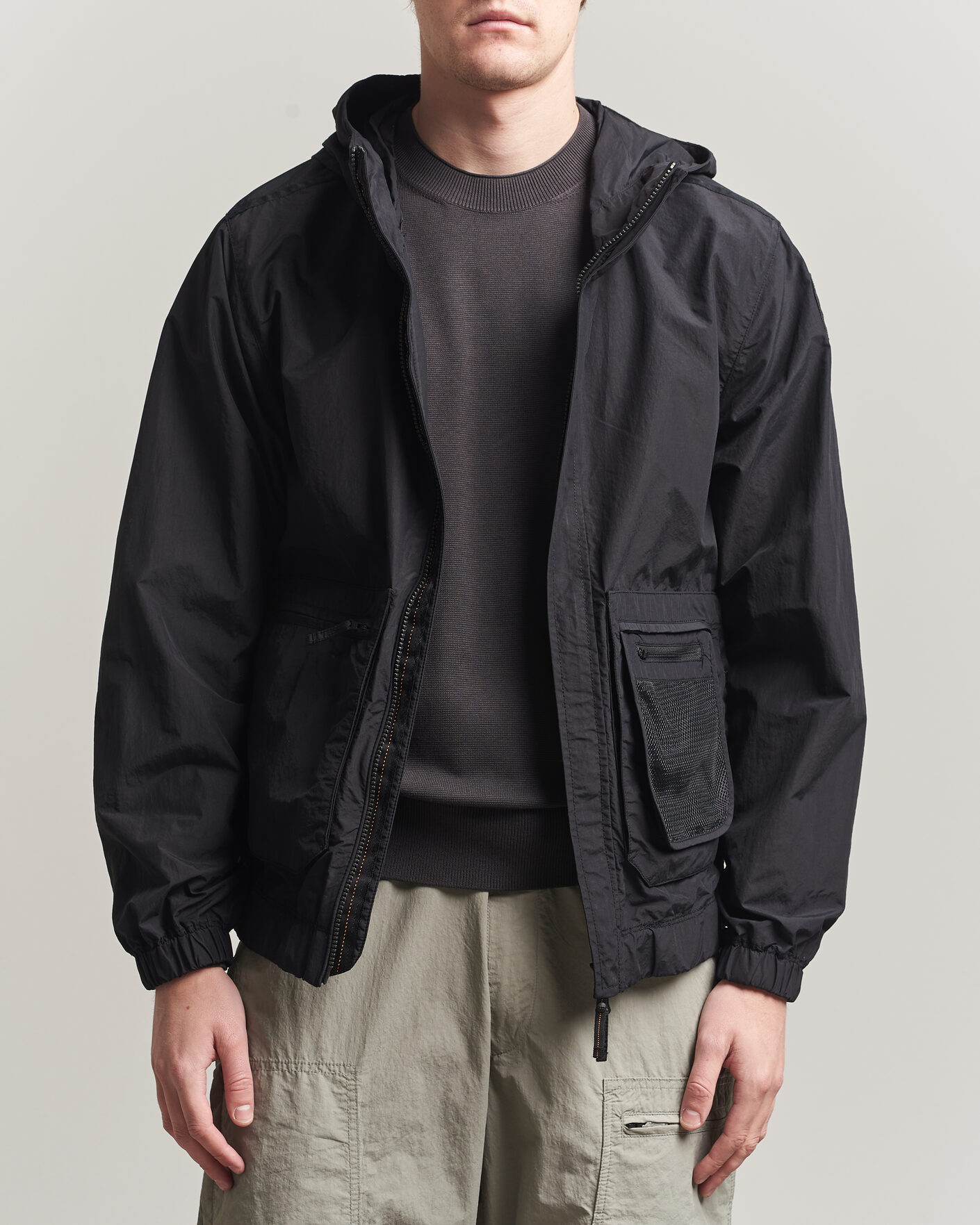 Parajumpers Rube Smash Peached Nylon Hooded Jacket Black at