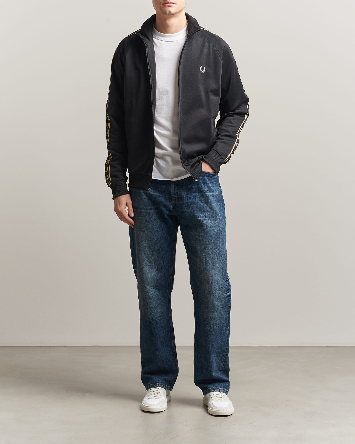 Fred Perry Taped Track Jacket Black at CareOfCarl.com