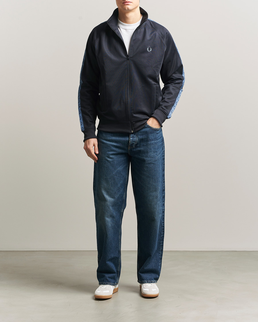 Men | Sweaters & Knitwear | Fred Perry | Taped Track Jacket Navy