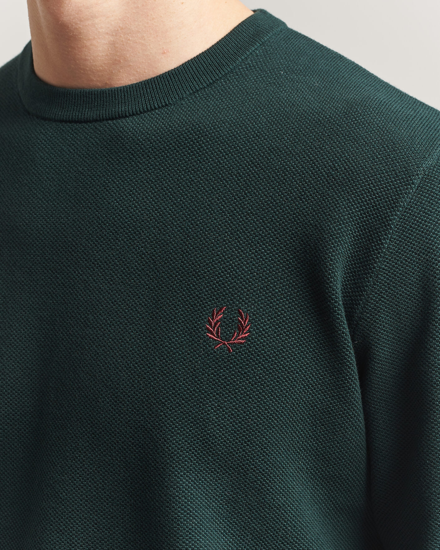 Men | Sweaters & Knitwear | Fred Perry | Piqué Stitched Sweater Grassroots Green