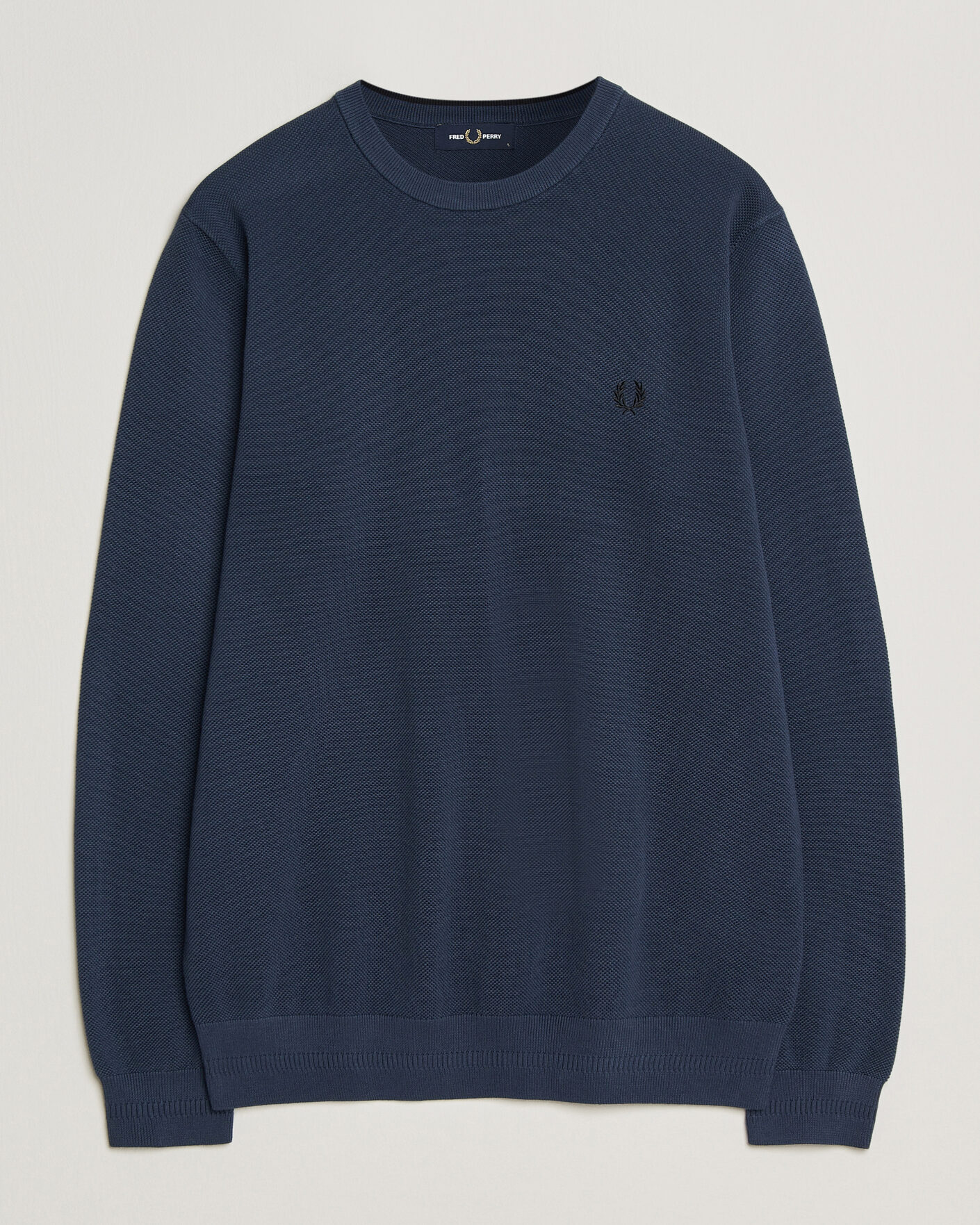 Men | Sweaters & Knitwear | Fred Perry | Piqué Stitched Sweater Dark Airforce
