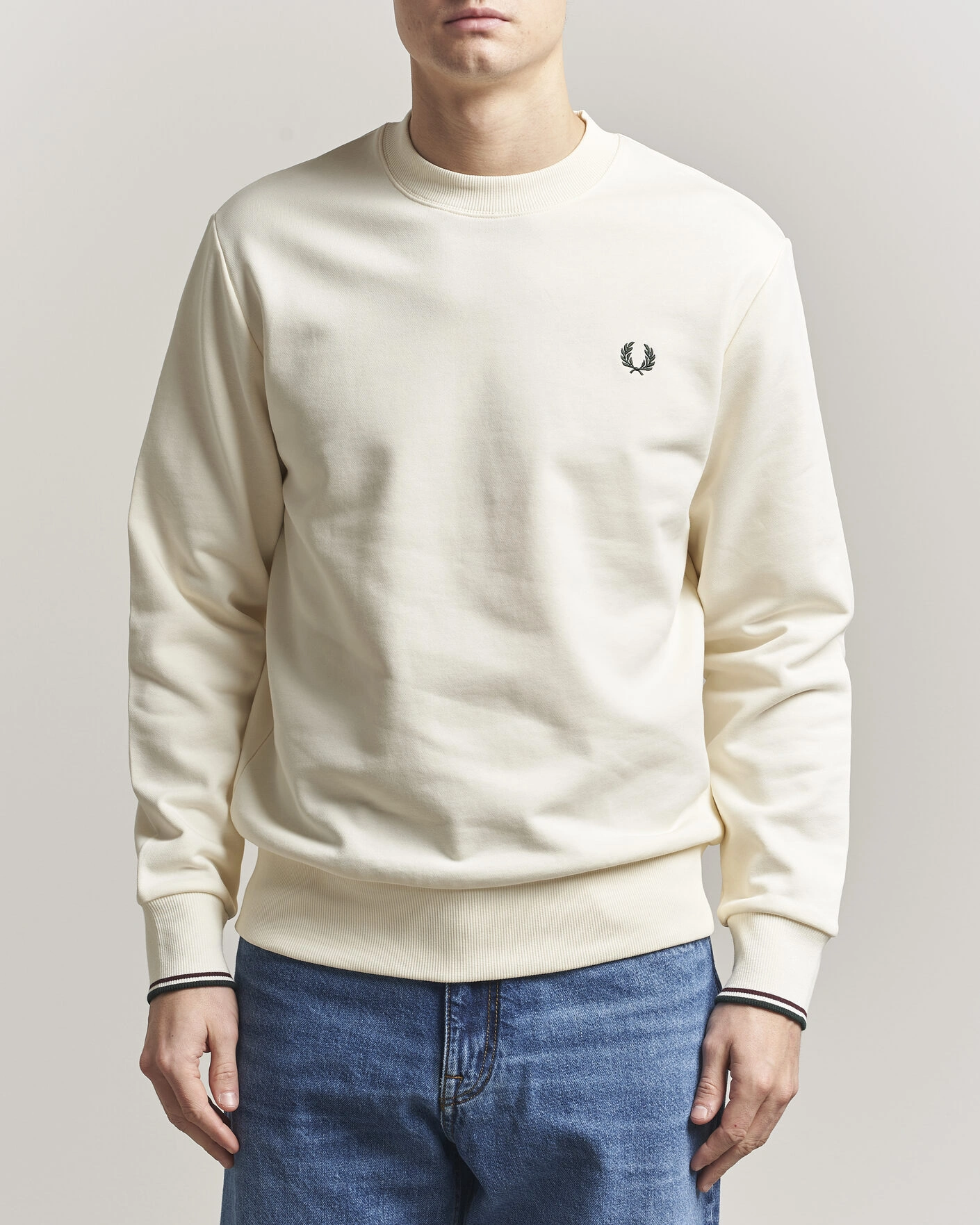Men | Sweaters & Knitwear | Fred Perry | Crew Neck Sweatshirt Ecru