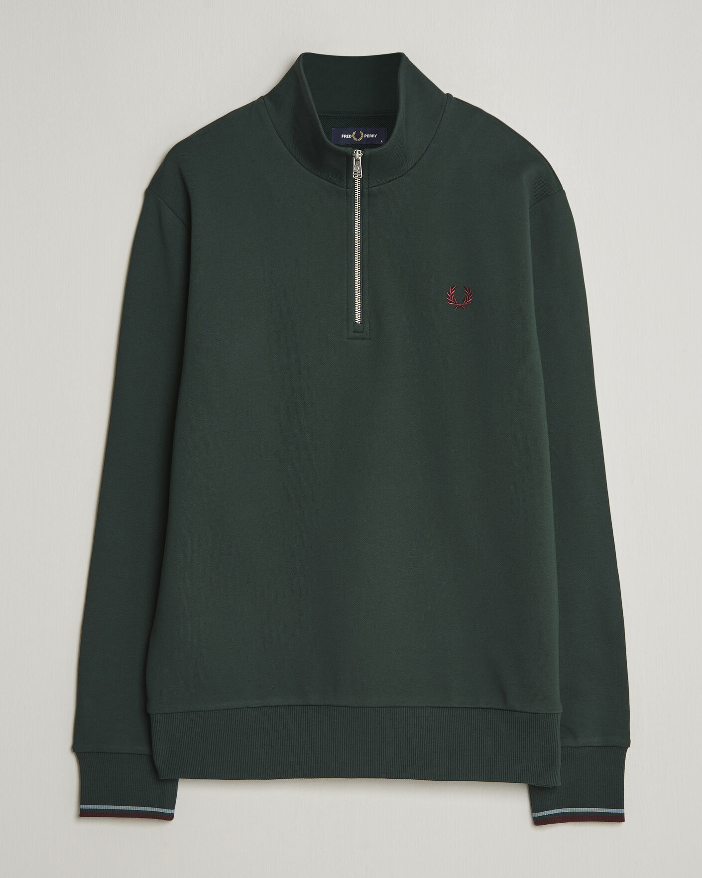 Men | Sweaters & Knitwear | Fred Perry | Half Zip Sweatshirt Grassroots Green