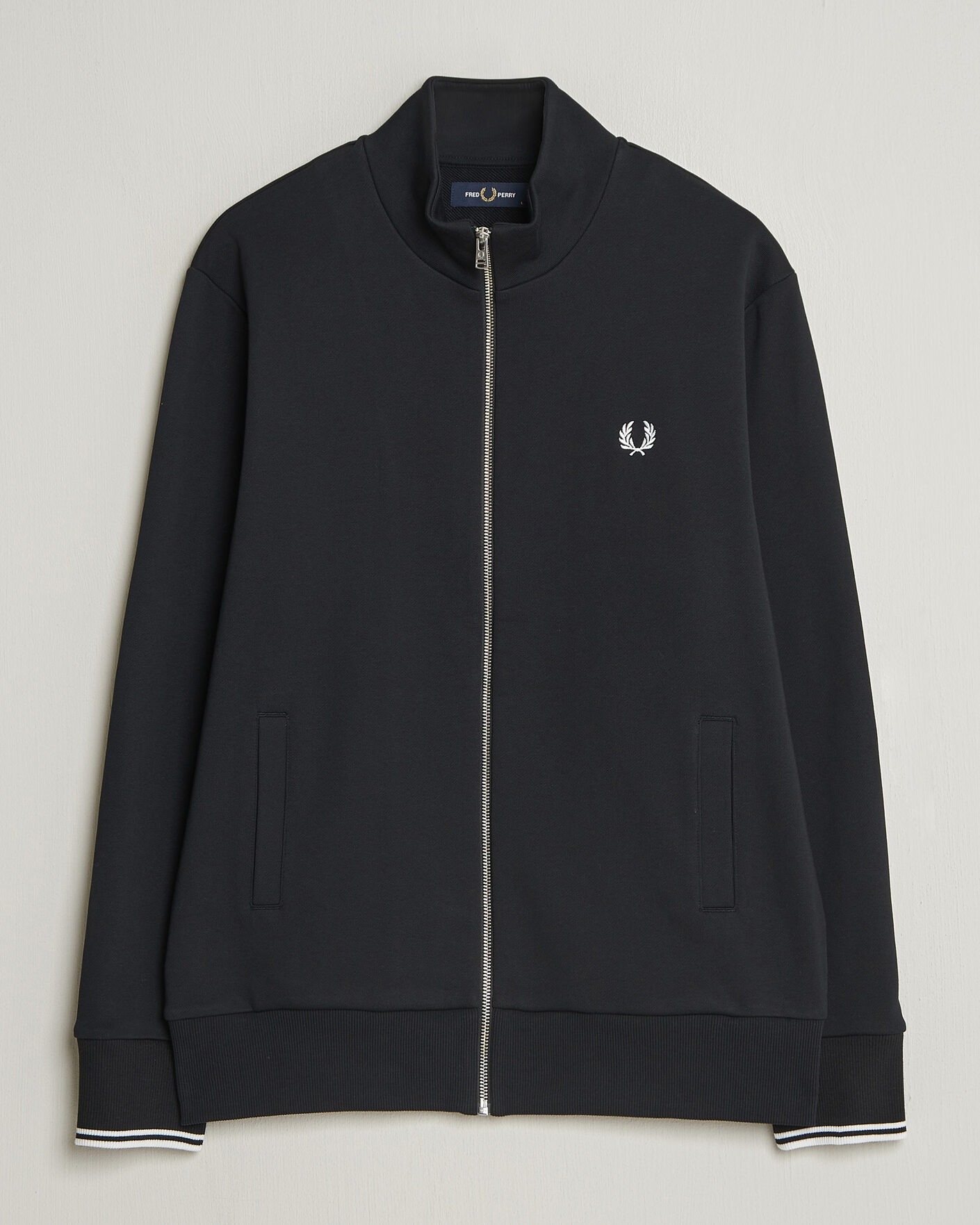 Fred Perry Full Zip Sweatshirt Black at CareOfCarl.com