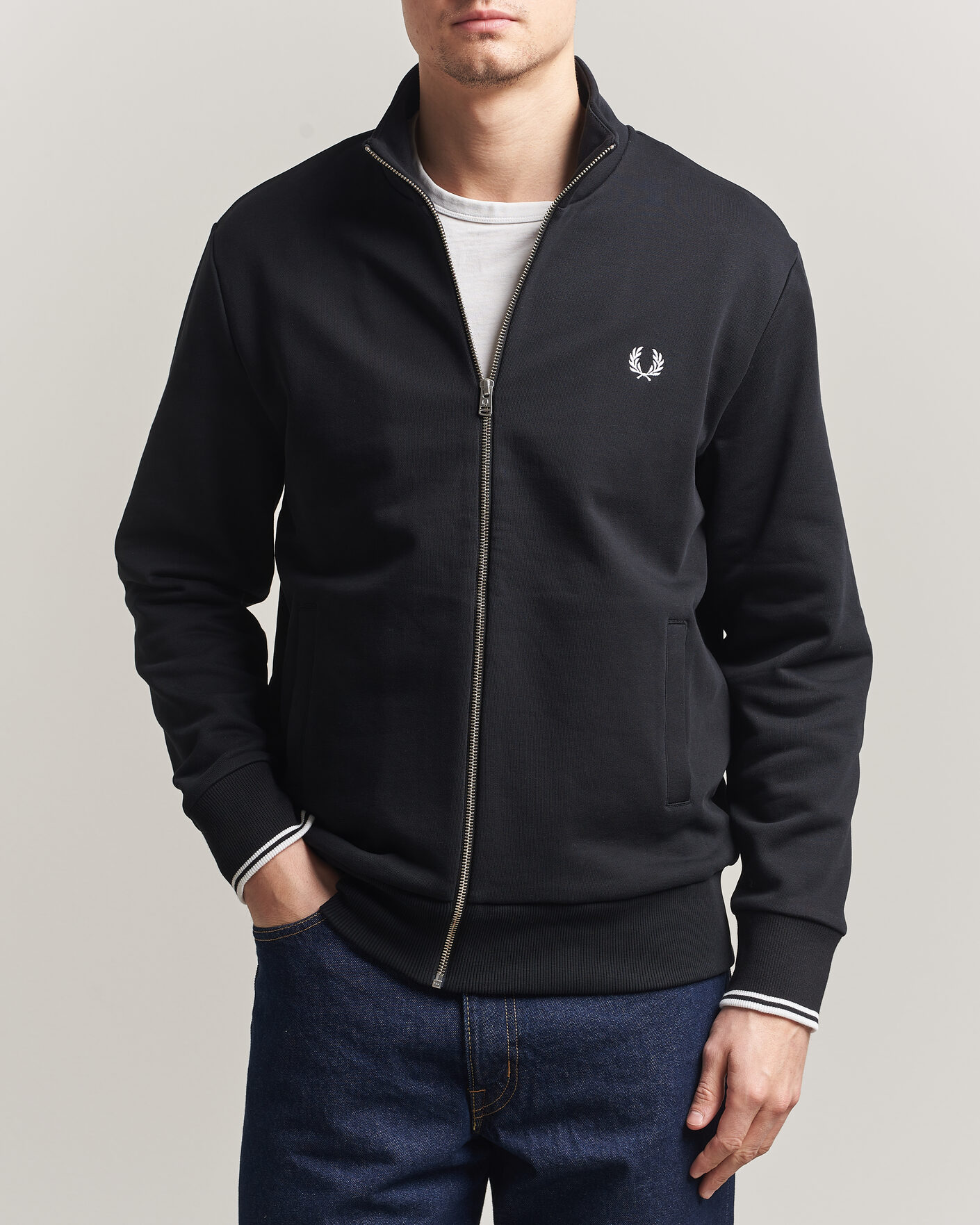 Fred Perry Full Zip Sweatshirt Black at CareOfCarl.com Fred Perry Full Zip Sweatshirt Black at CareOfCarl.com