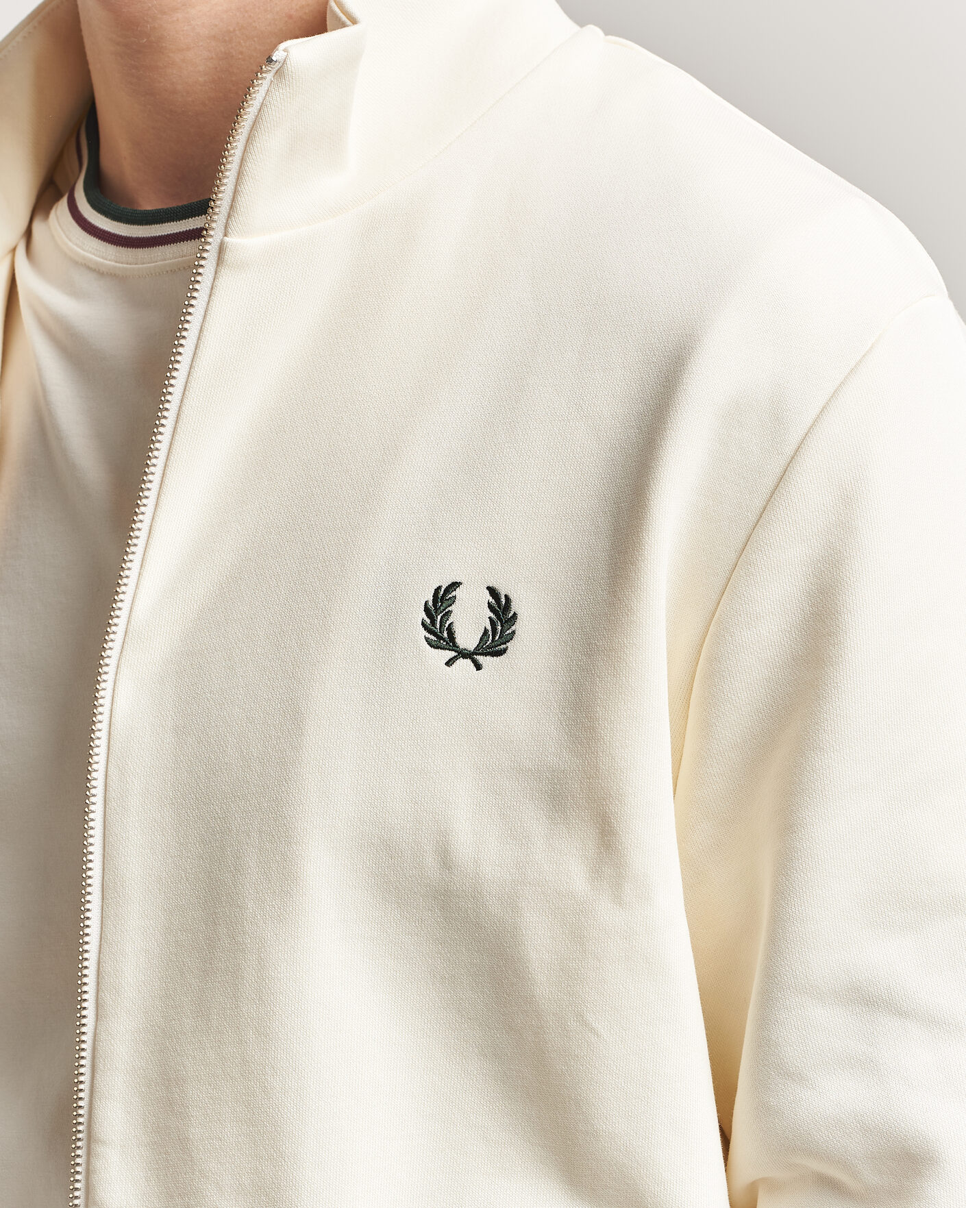 Men | Sweaters & Knitwear | Fred Perry | Full Zip Sweatshirt Ecru