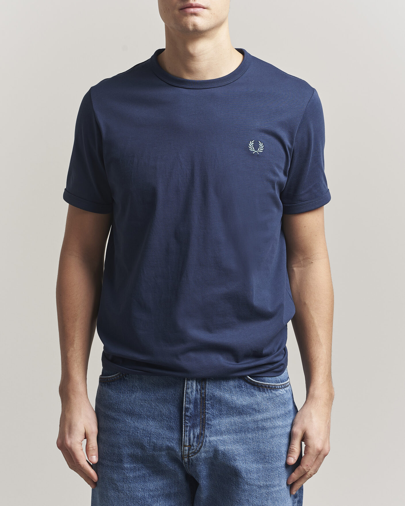 Fred Perry Ringer T-Shirt Tennis Blue at CareOfCarl.com