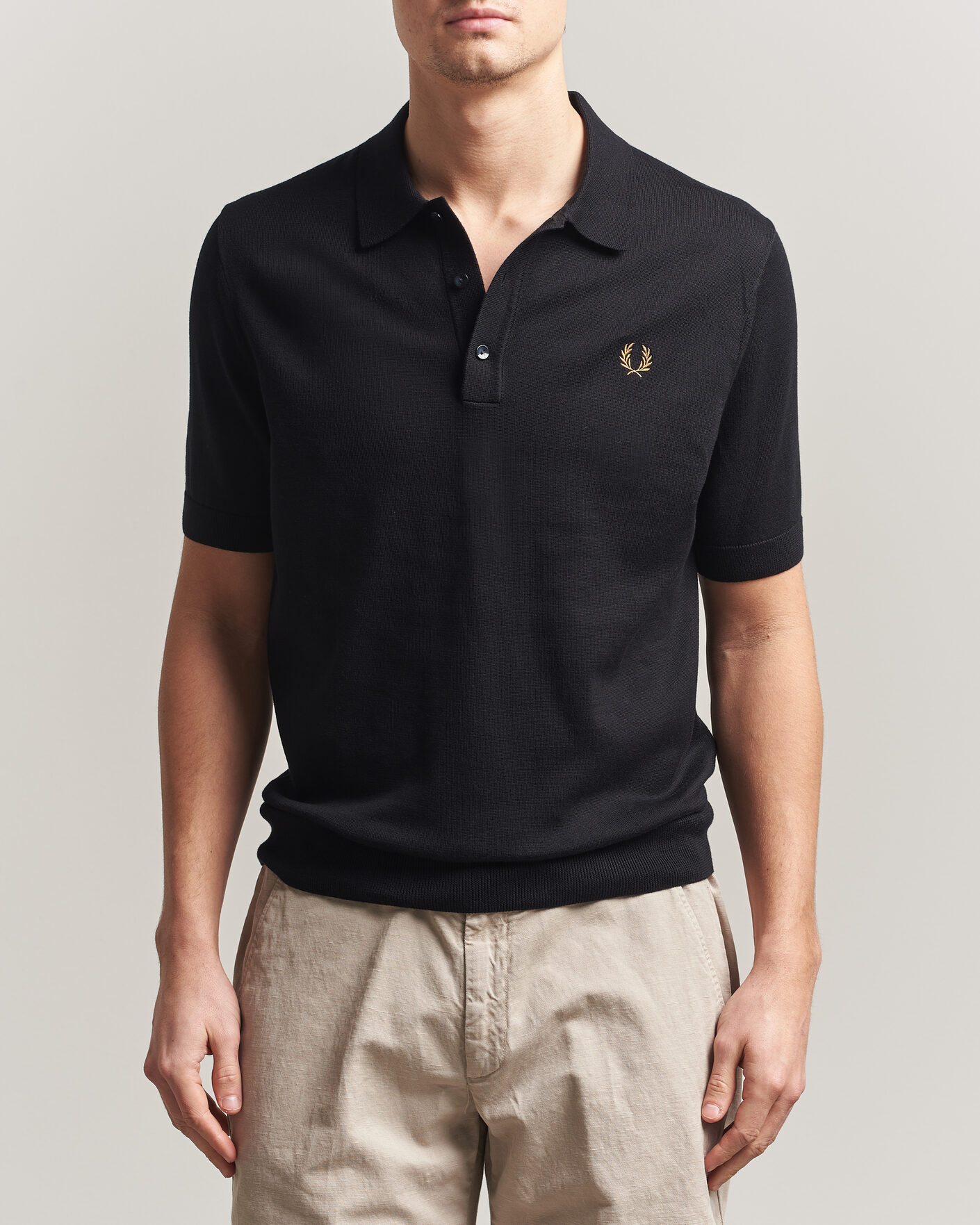 Men | Polo Shirts | Fred Perry | Cotton Knitted Polo Black