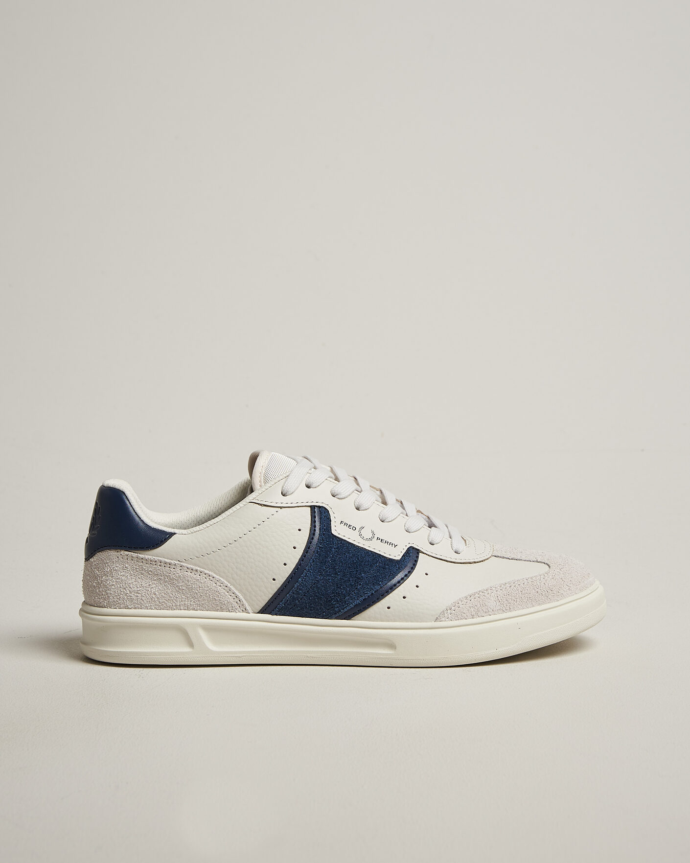 Fred Perry B4 Leather/Suede Sneaker Porcelain/Navy at CareOfCarl.com