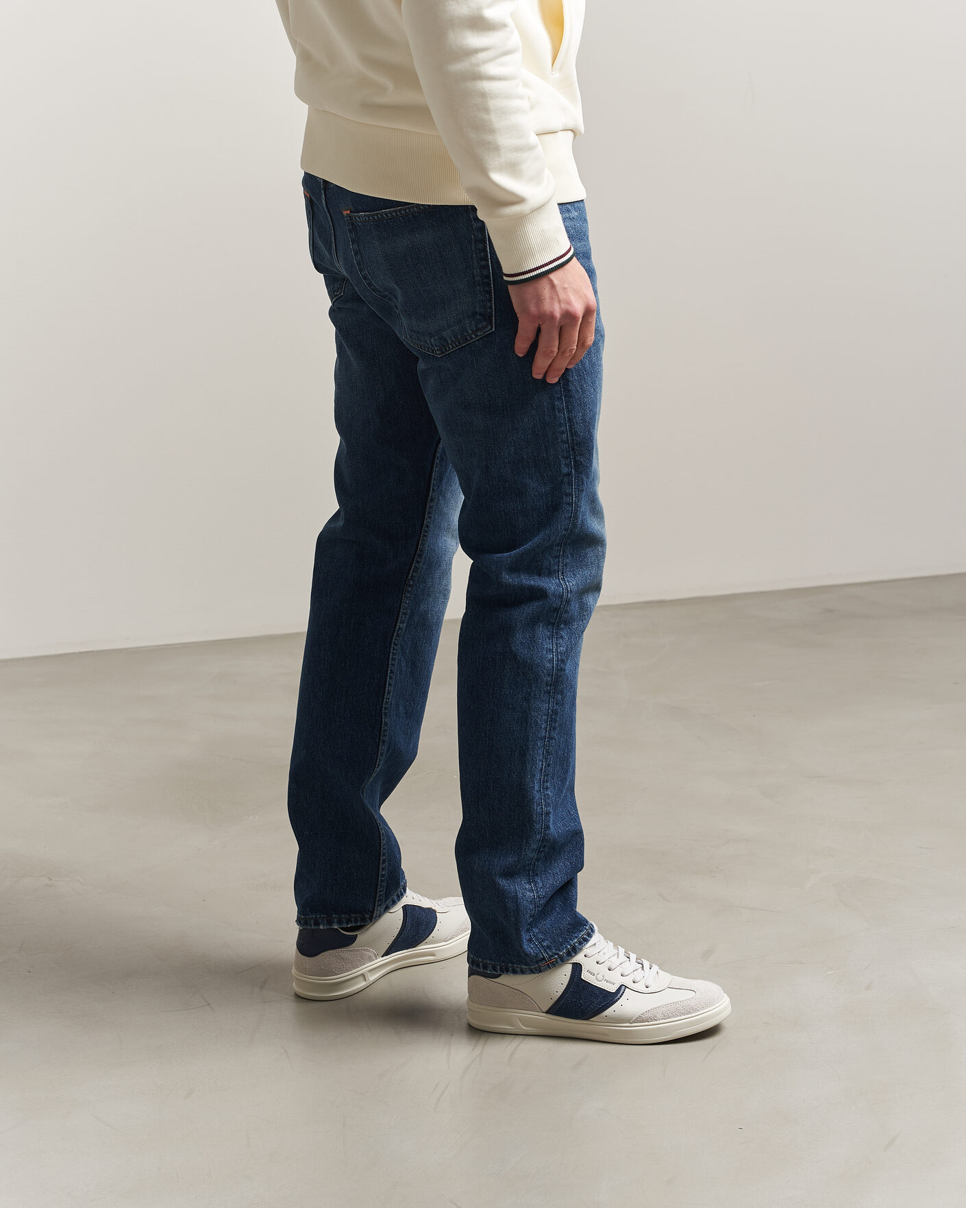 Fred Perry B4 Leather/Suede Sneaker Porcelain/Navy at CareOfCarl.com