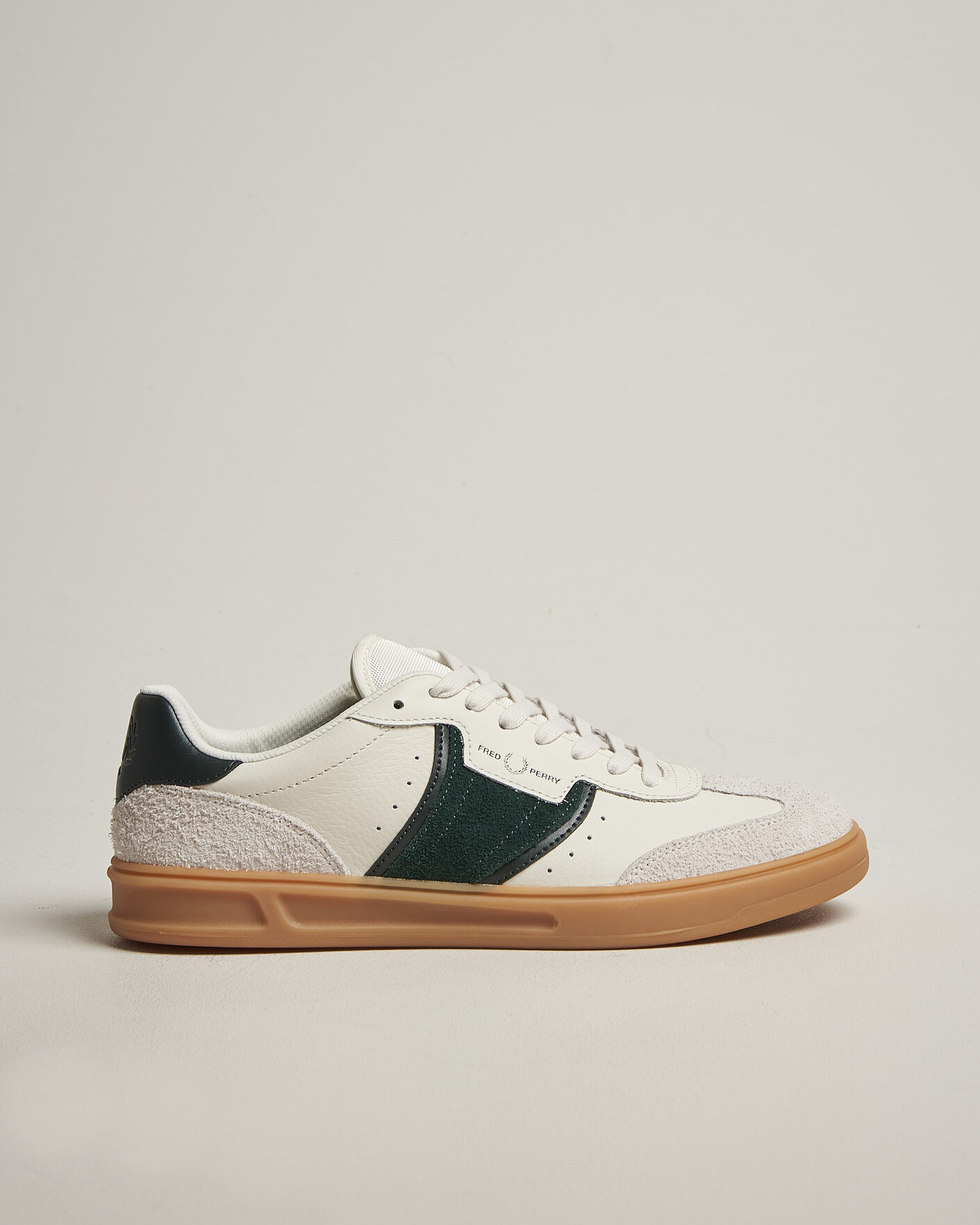 Men | Sneakers | Fred Perry | B4 Leather/Suede Sneaker Light Ecru/Green