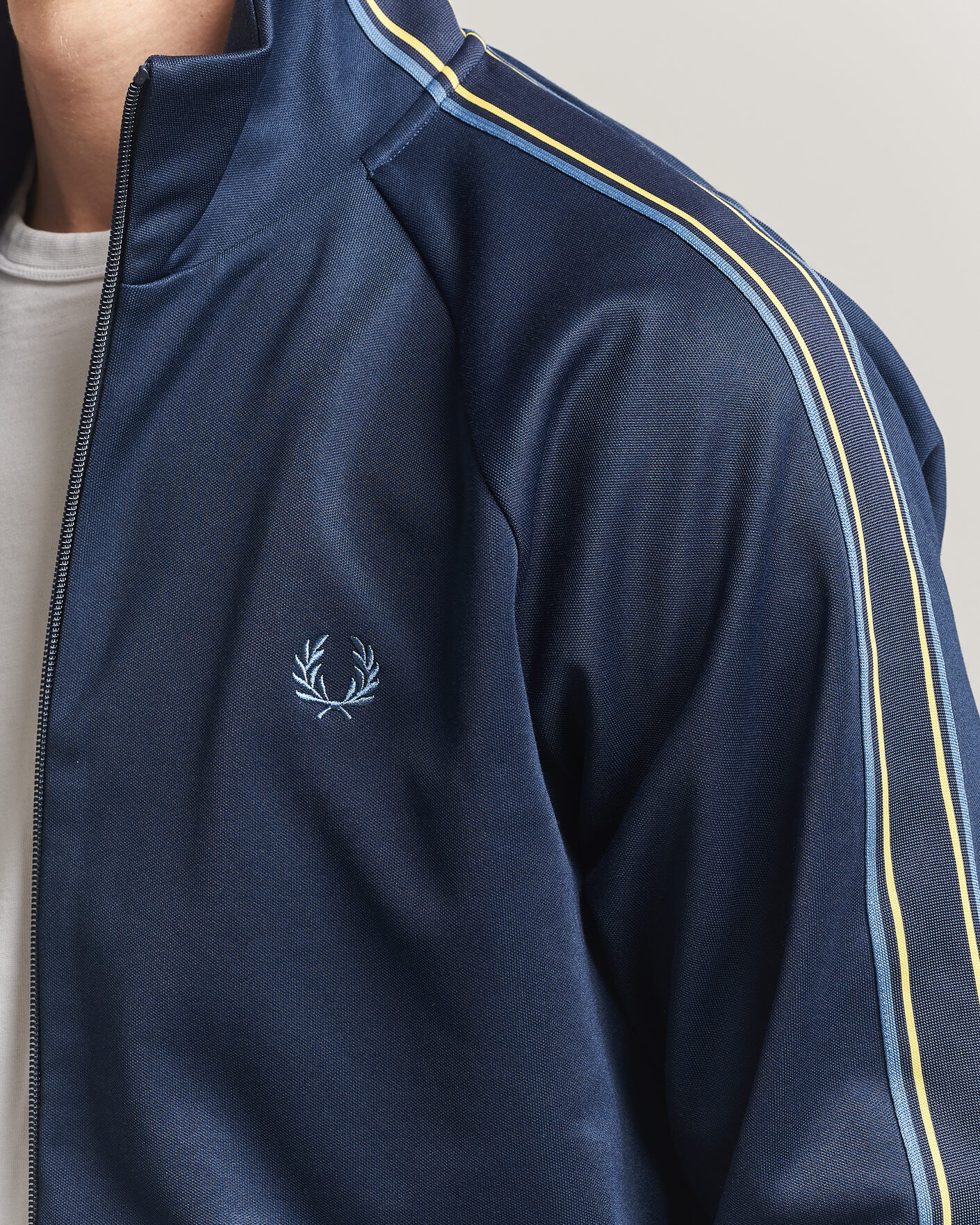 Fred Perry Tramline Taped Track Jacket Tennis Blue at CareOfCarl.com