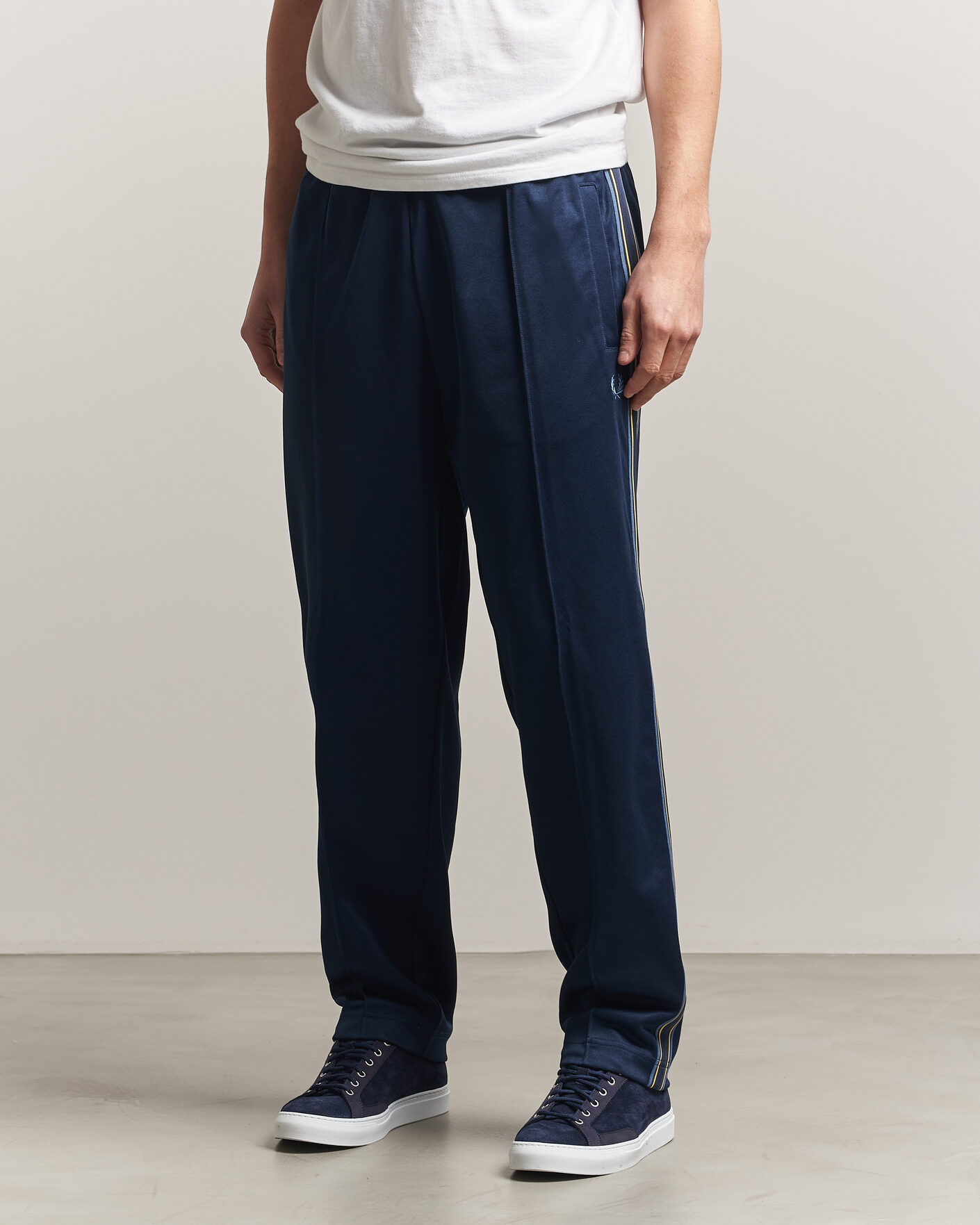 Fred Perry Tramline Taped Track Pants Tennis Blue at CareOfCarl.com