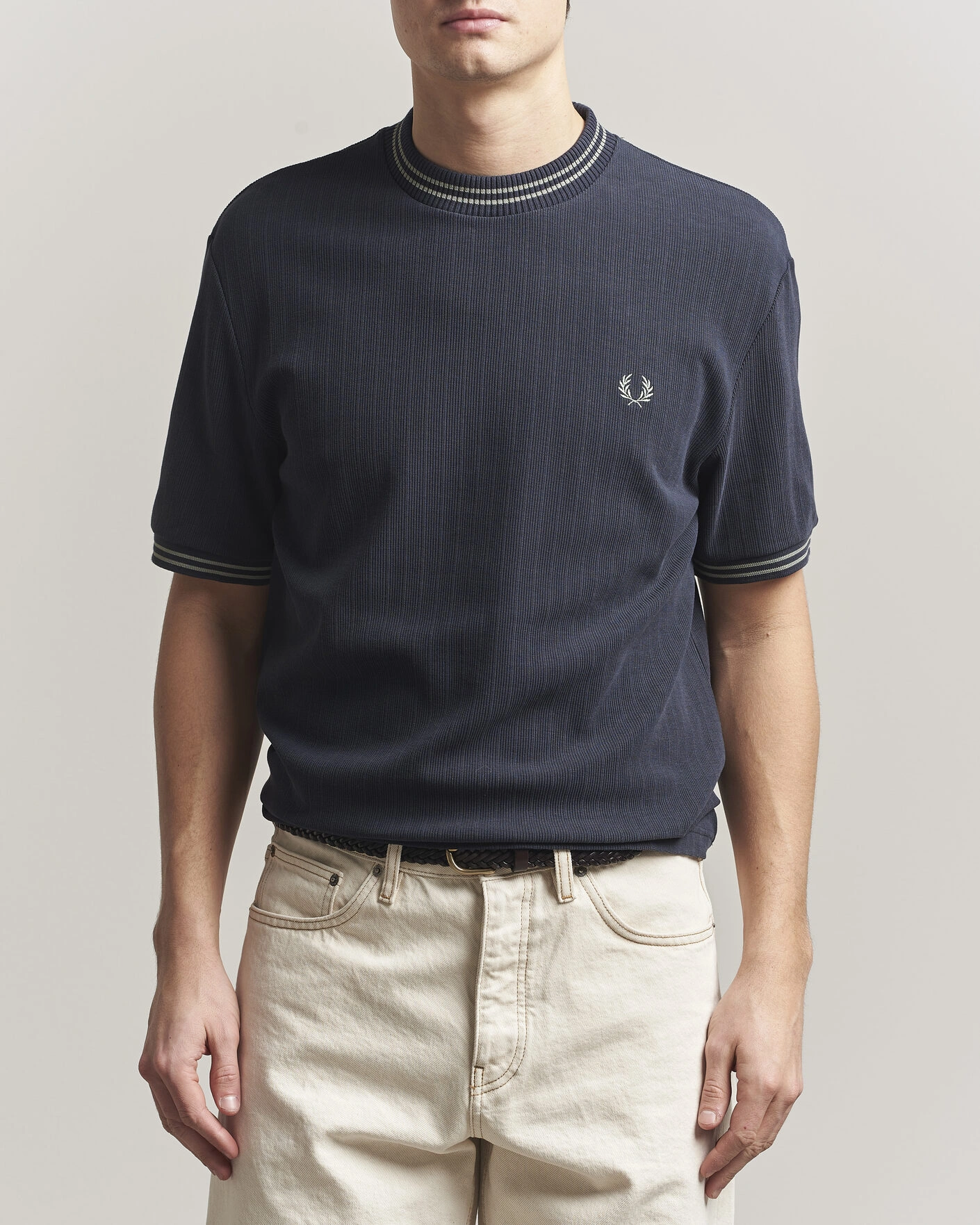 Men | T-Shirts | Fred Perry | Rib Knitted T-Shirt Navy