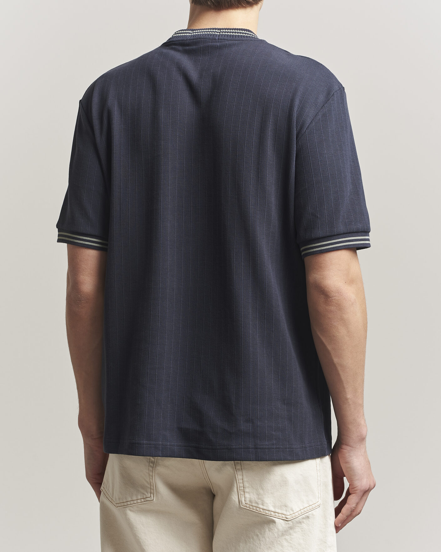 Fred Perry Rib Knitted T-Shirt Navy at CareOfCarl.com
