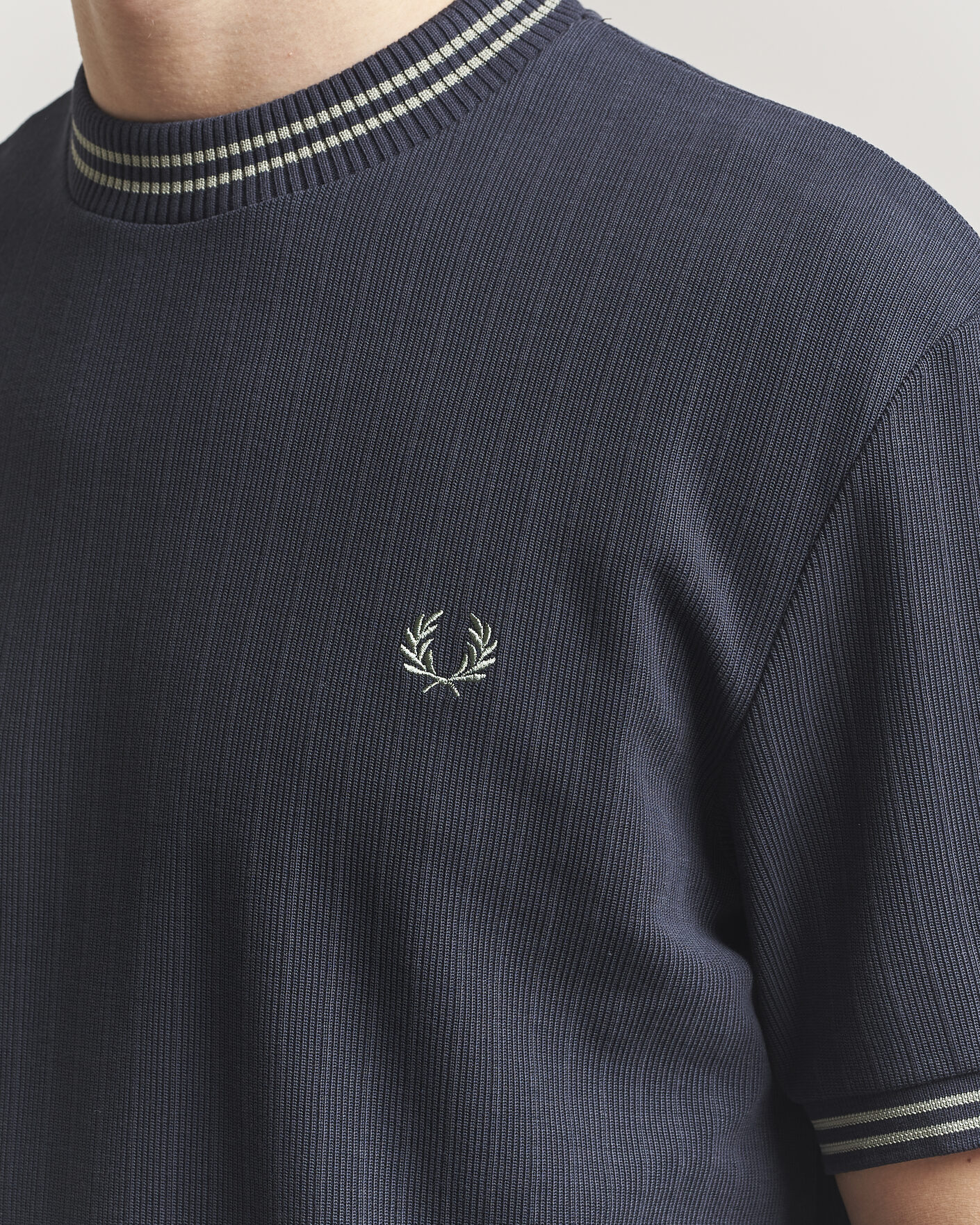 Fred Perry Rib Knitted T-Shirt Navy at CareOfCarl.com