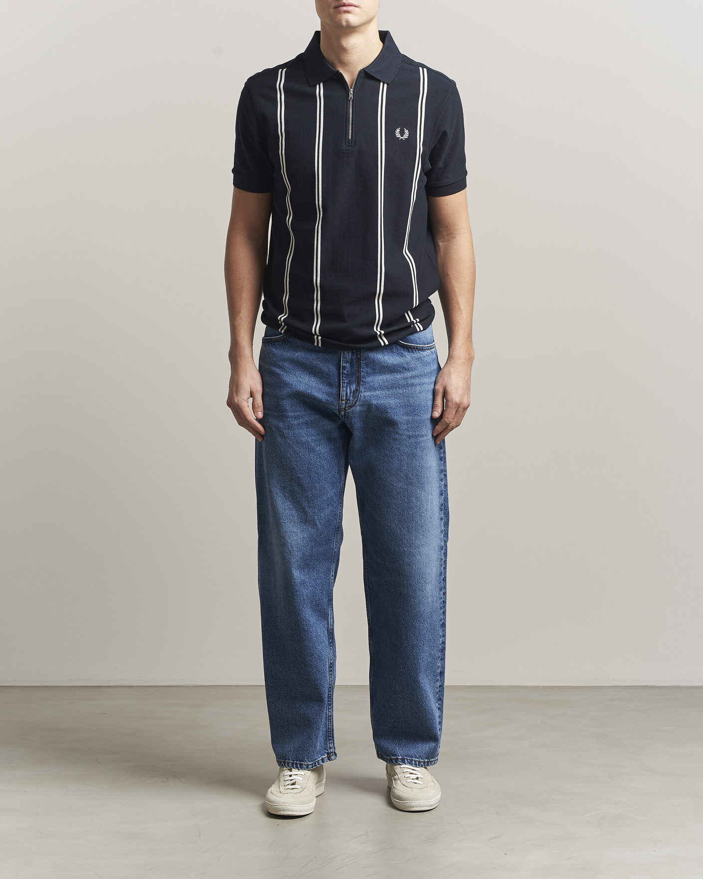 Men | Polo Shirts | Fred Perry | Vertical Striped Polo Navy