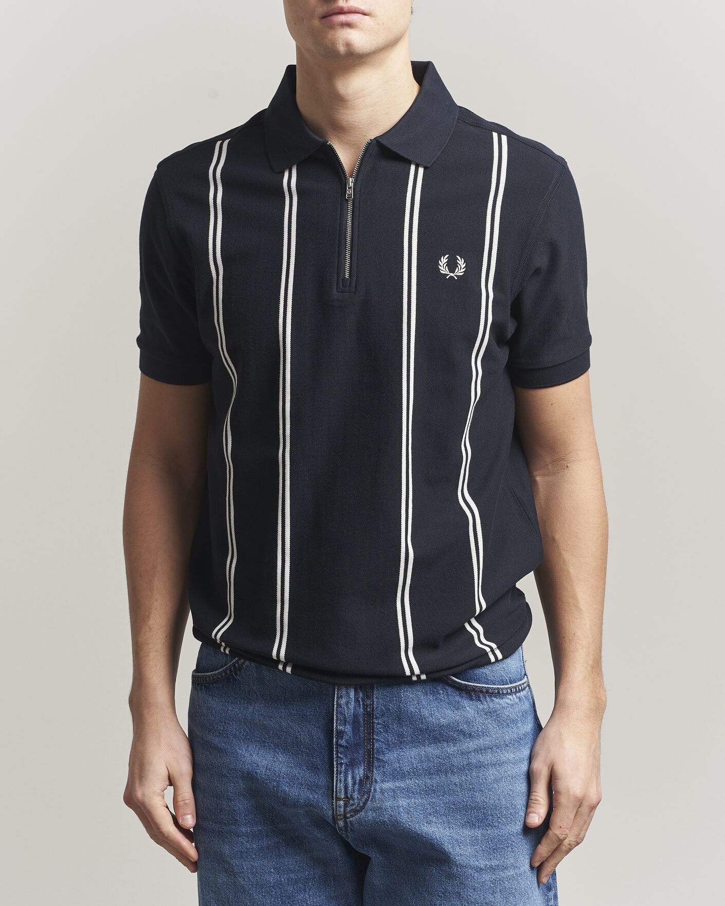 Men | Polo Shirts | Fred Perry | Vertical Striped Polo Navy
