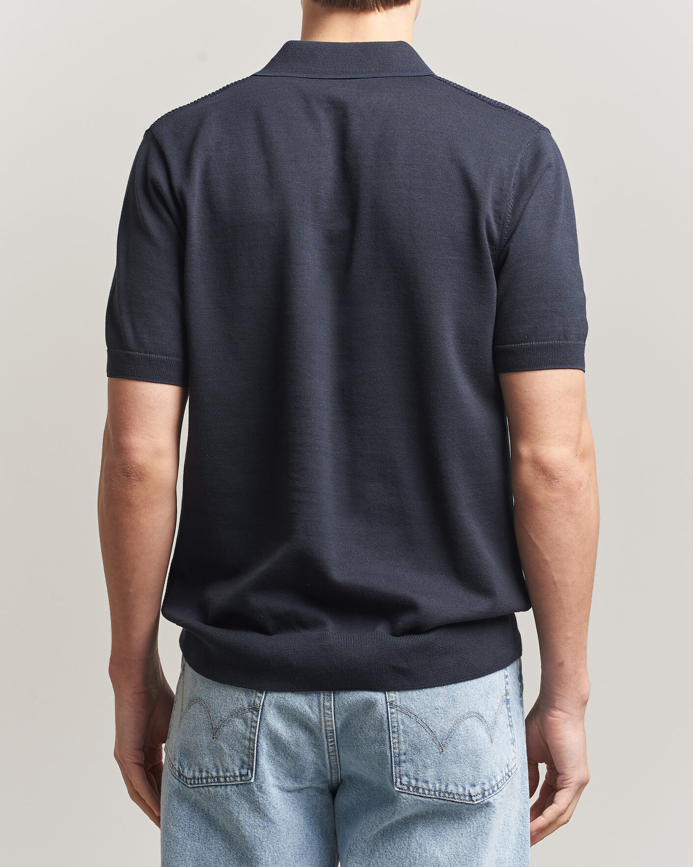 Men | Polo Shirts | Fred Perry | Waffle Knitted Polo Navy