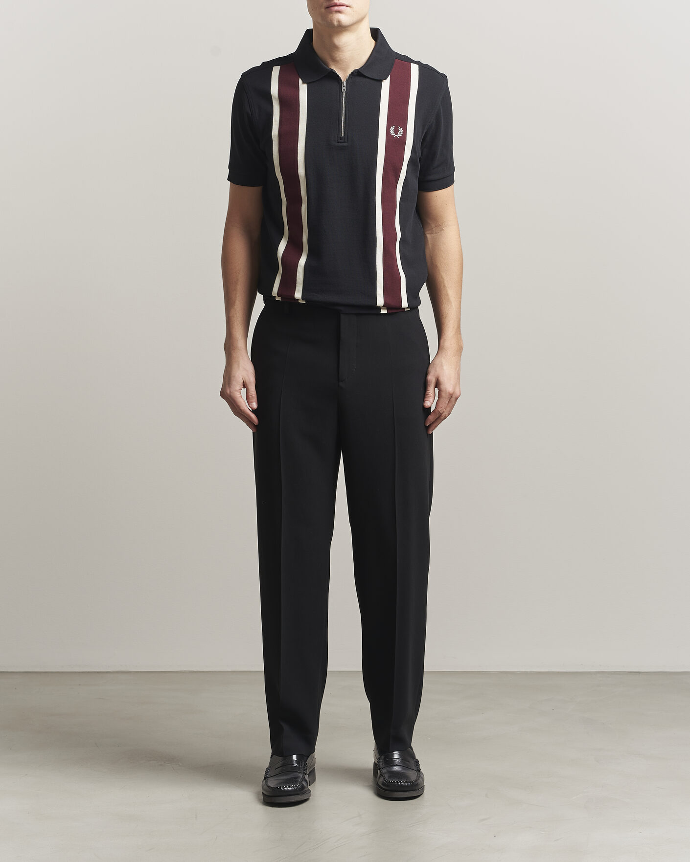 Fred Perry Tramline Half Zip Polo Black at CareOfCarl.com