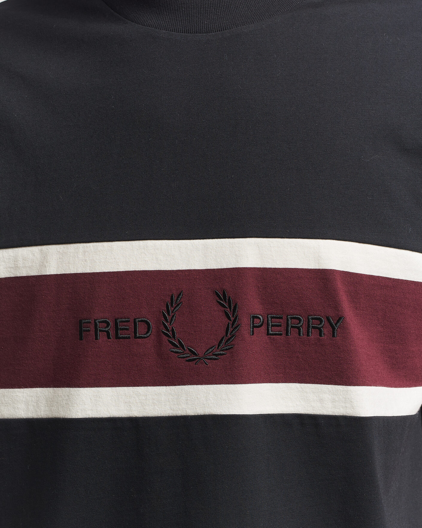 Men | T-Shirts | Fred Perry | Embroidered Paneled T-Shirt Black