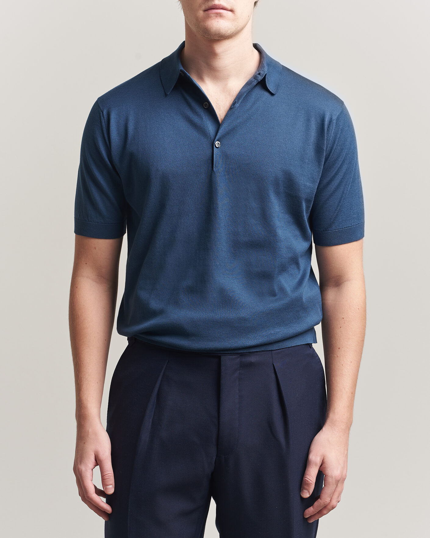 JOHN SMEDLEY STANDARD FIT ADRIAN ネイビー JOHN SMEDLEY（ジョンスメドレー） ニットポロシャツ ADRIAN シー