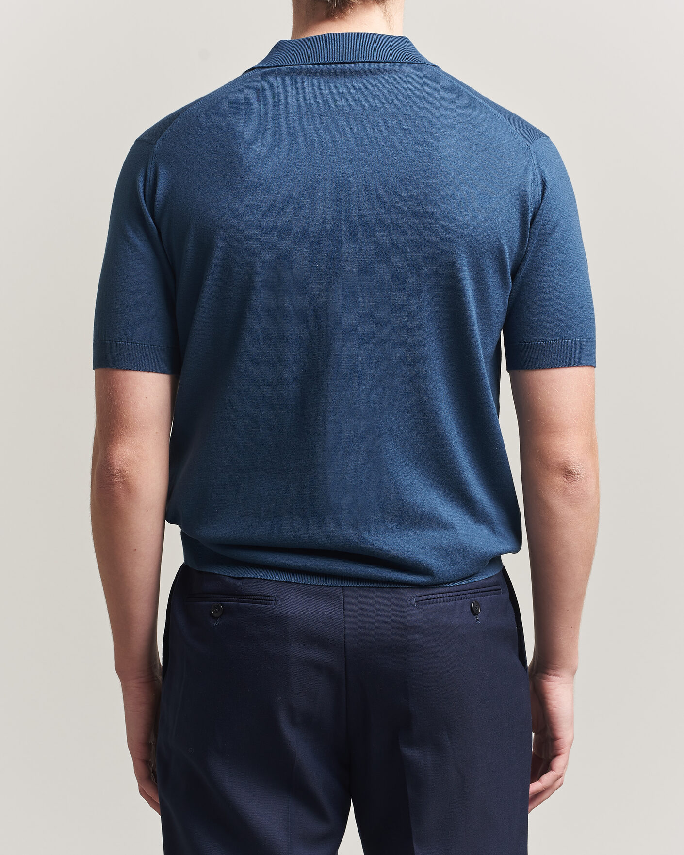 John Smedley Adrian Slim Fit Sea Island Cotton Polo Delft Blue at