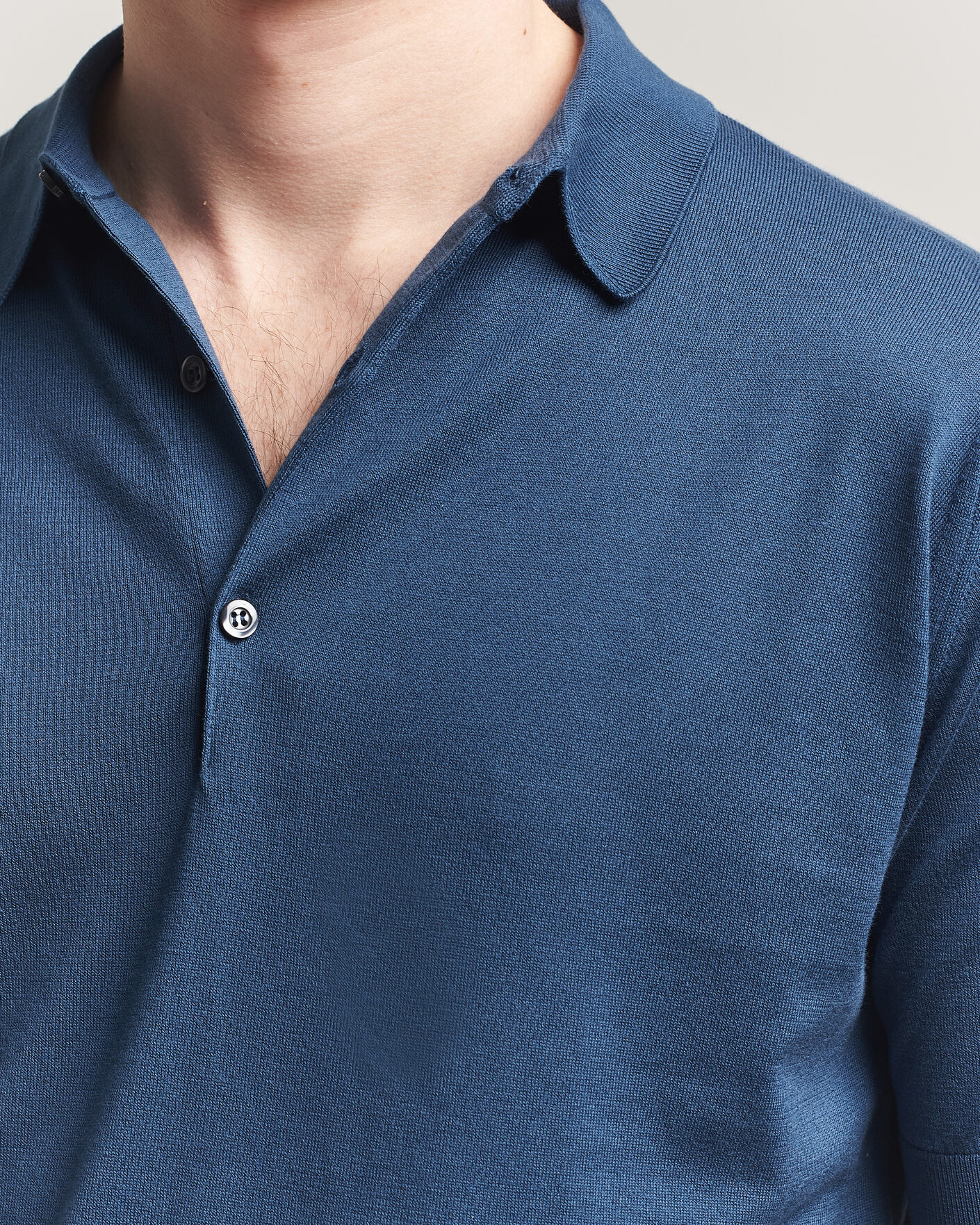 Men | Polo Shirts | John Smedley | Adrian Slim Fit Sea Island Cotton Polo Delft Blue