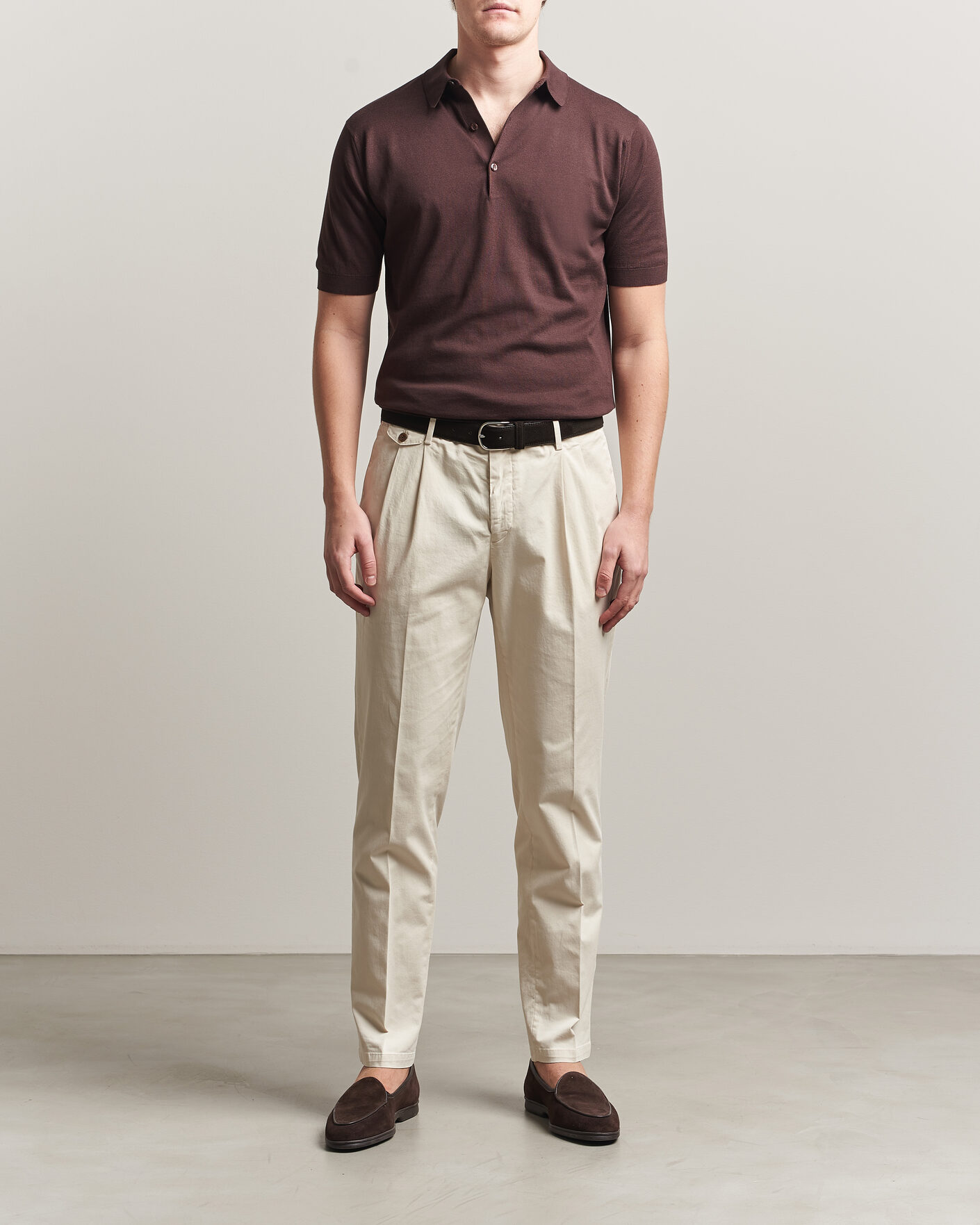 Men | Polo Shirts | John Smedley | Adrian Slim Fit Sea Island Cotton Polo Raisin Brown