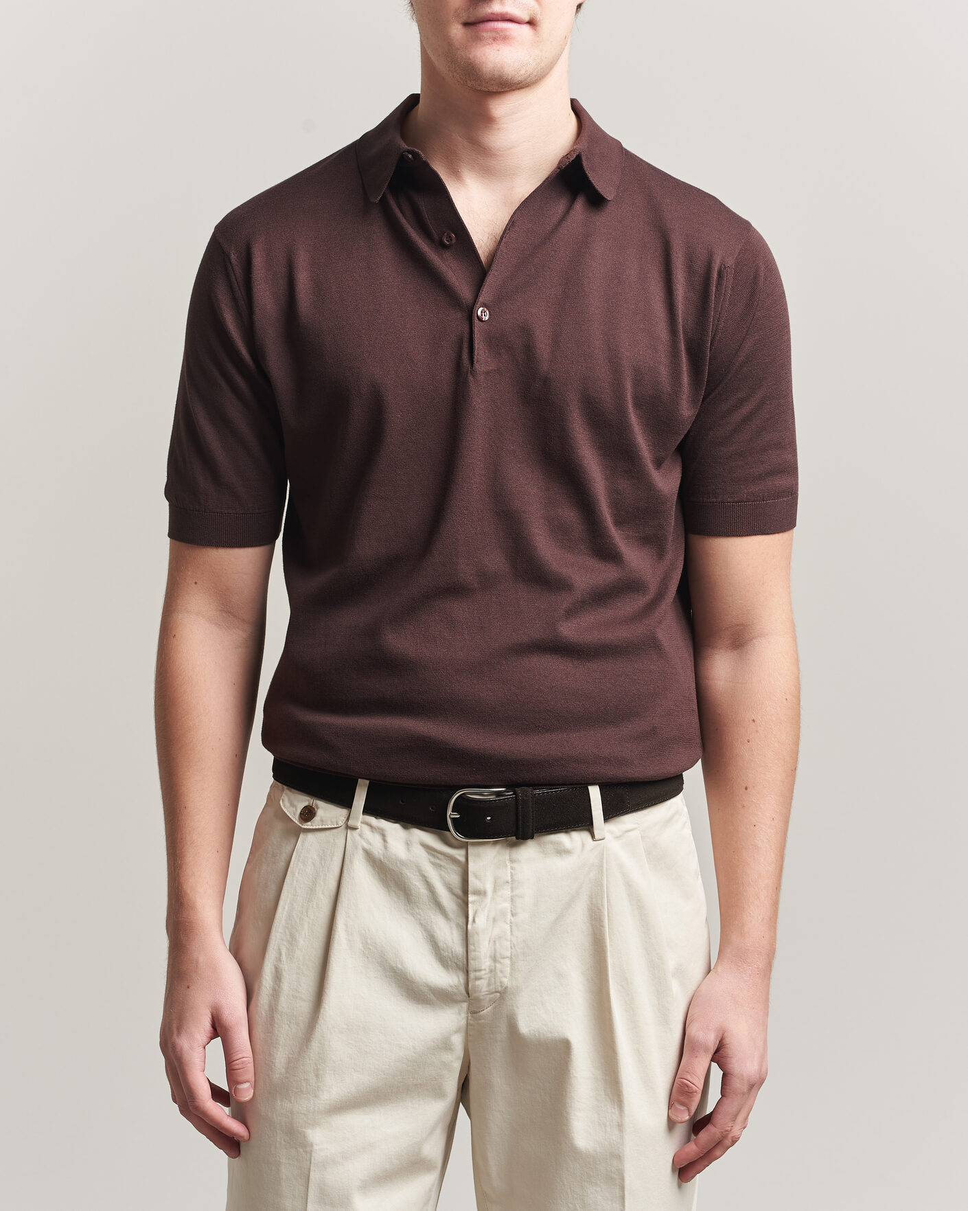 John Smedley Adrian Slim Fit Sea Island Cotton Polo Raisin Brown
