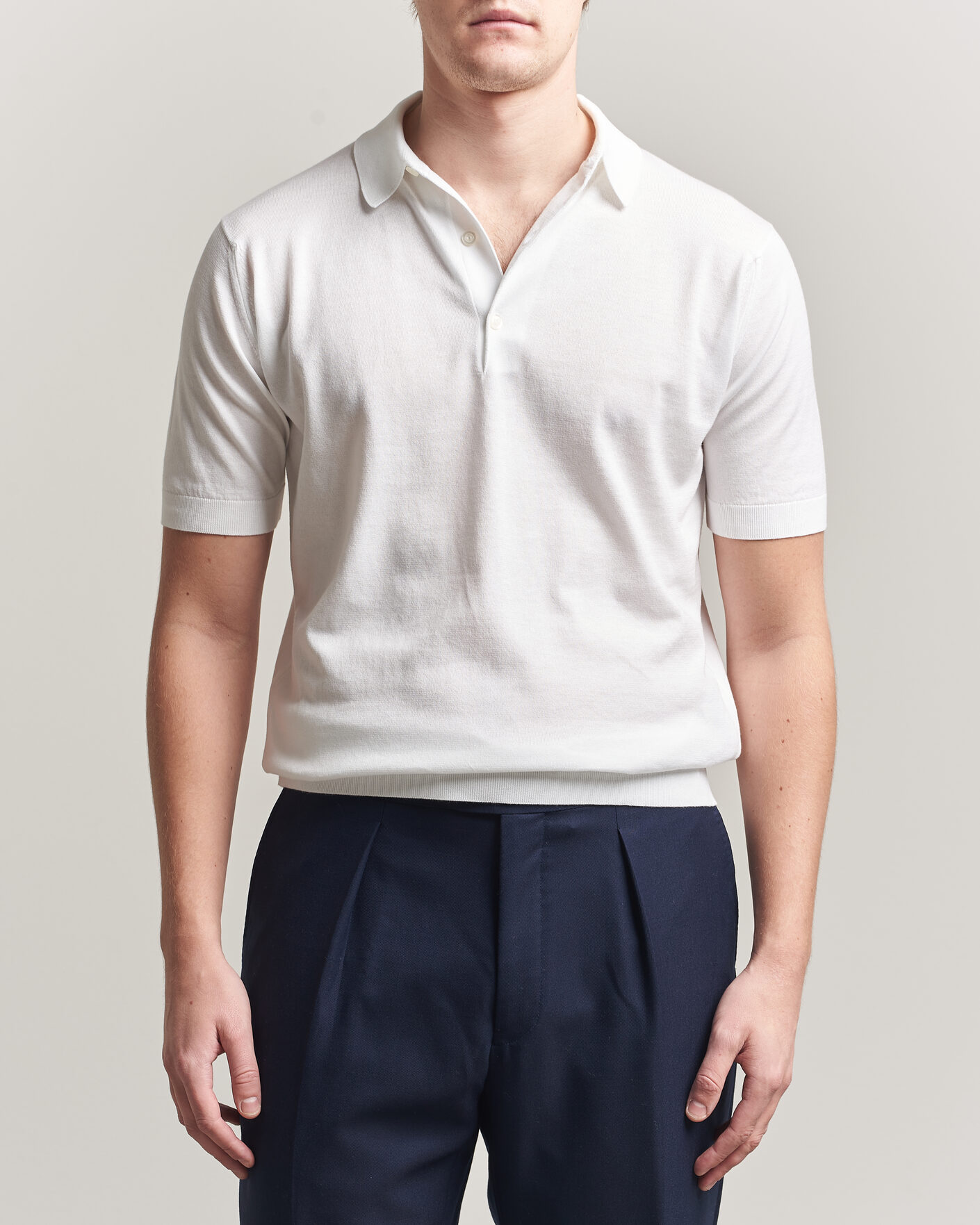 JOHN SMEDLEY SEA COTTON POLO エクリュ John Smedley Adrian Slim Fit Sea Island Cotton Polo White at