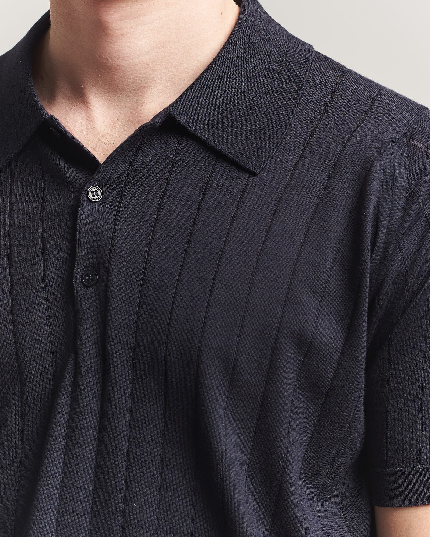 Men | Polo Shirts | John Smedley | Williams Merino/Cotton Knitted Polo Navy