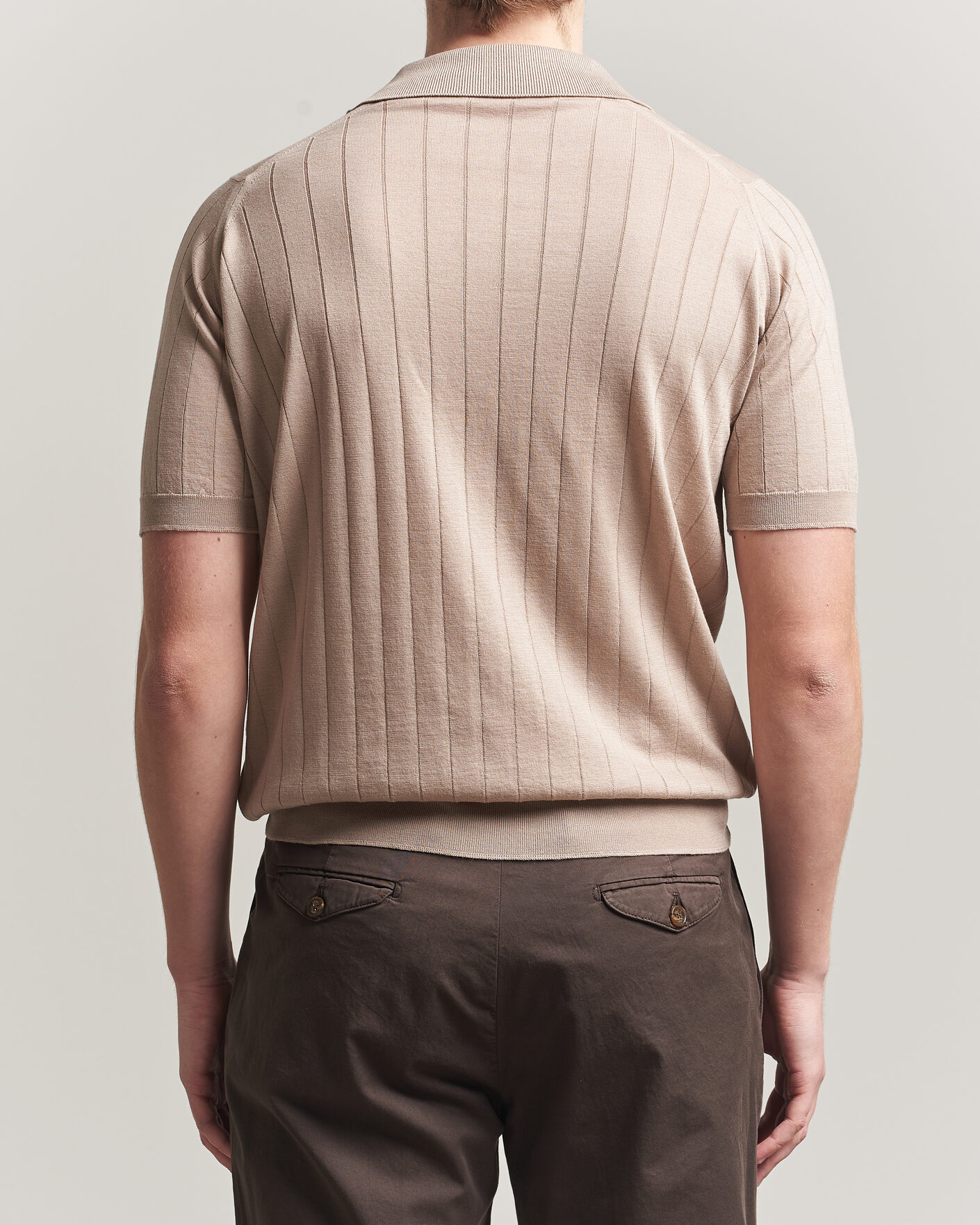 Men | Polo Shirts | John Smedley | Williams Merino/Cotton Knitted Polo Oat