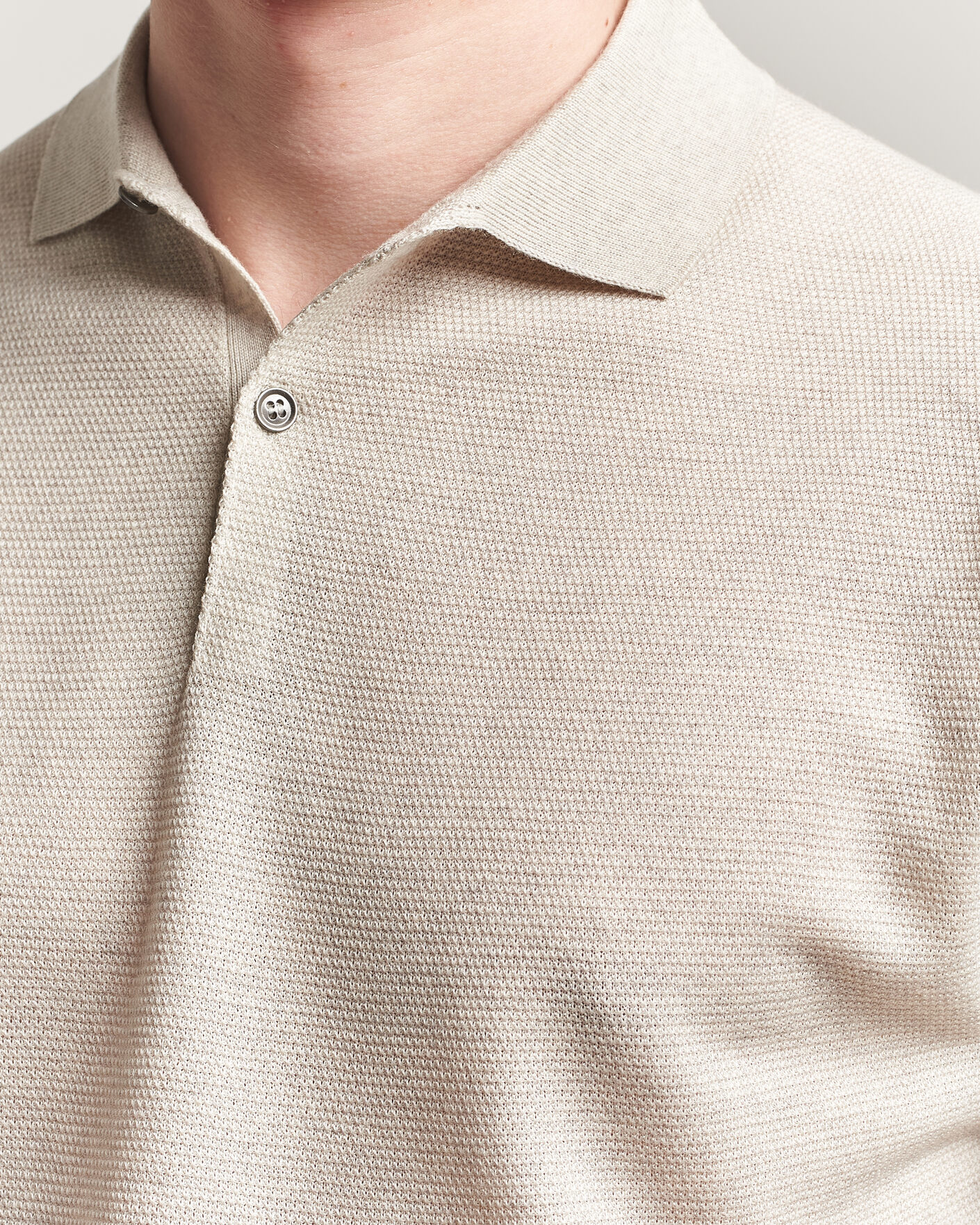 Men | Polo Shirts | John Smedley | 14 Singular Knitted Textured Polo Grey Fleece