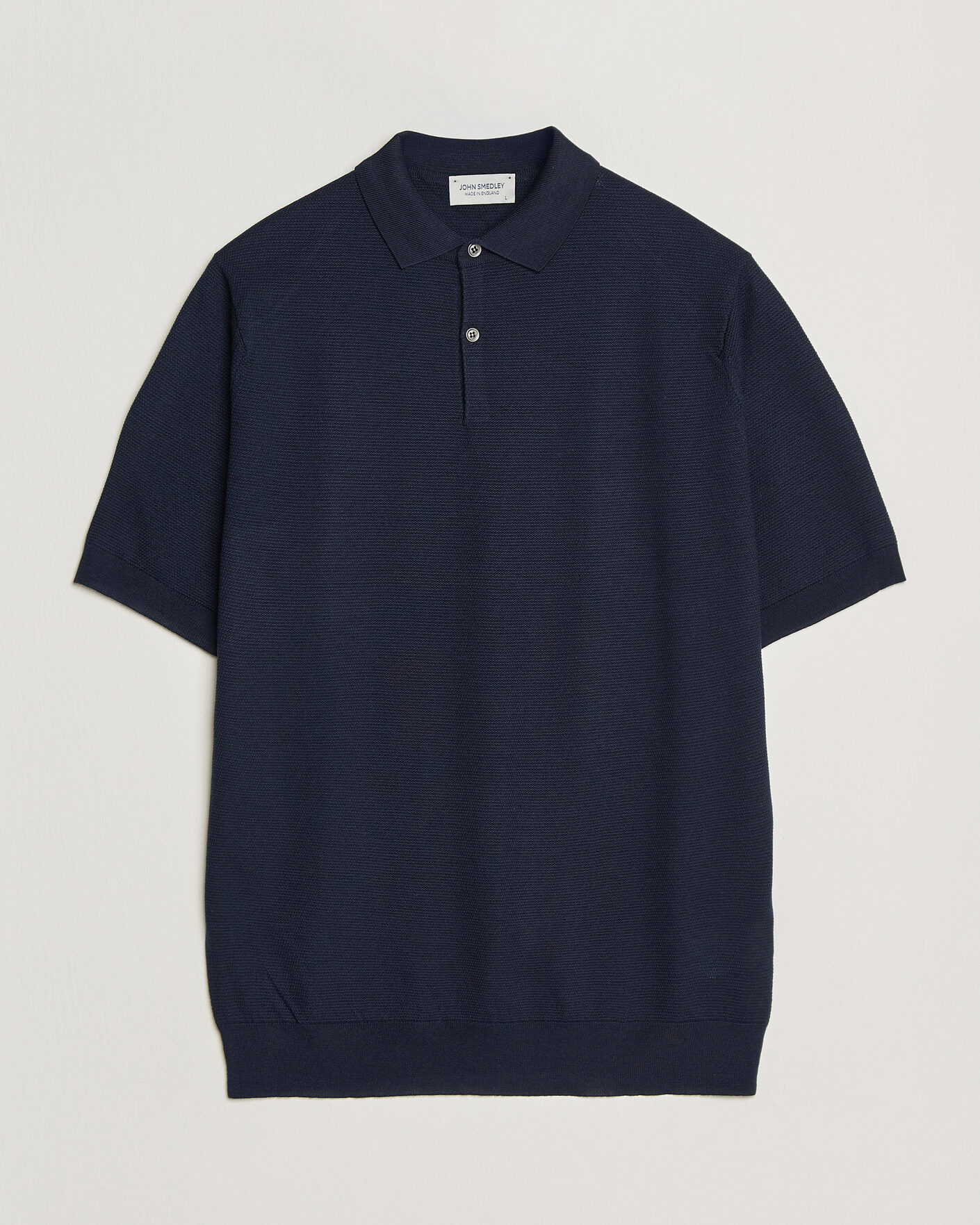 Men | Polo Shirts | John Smedley | 14 Singular Knitted Textured Polo Midnight