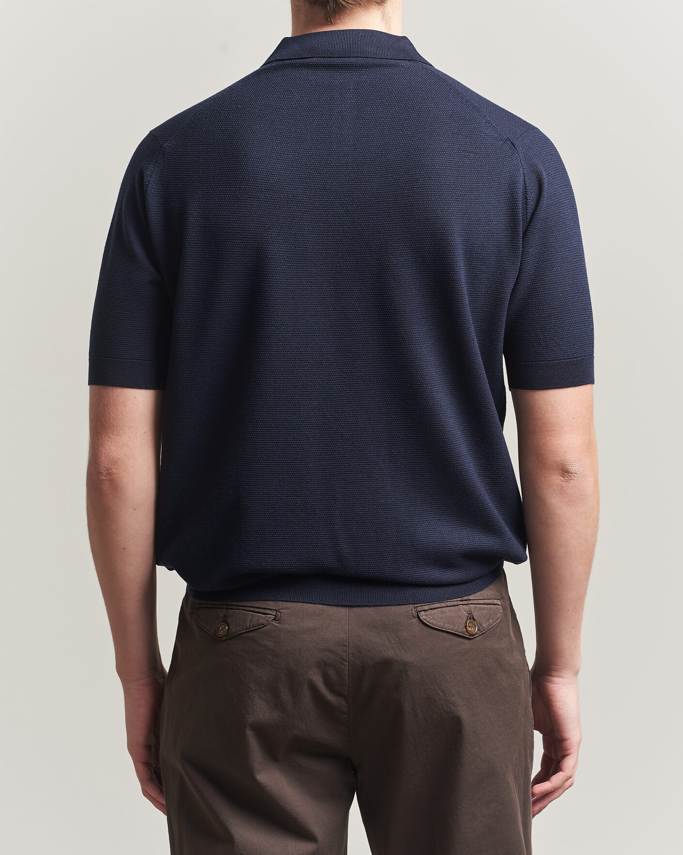 John Smedley 14 Singular Knitted Textured Polo Midnight at