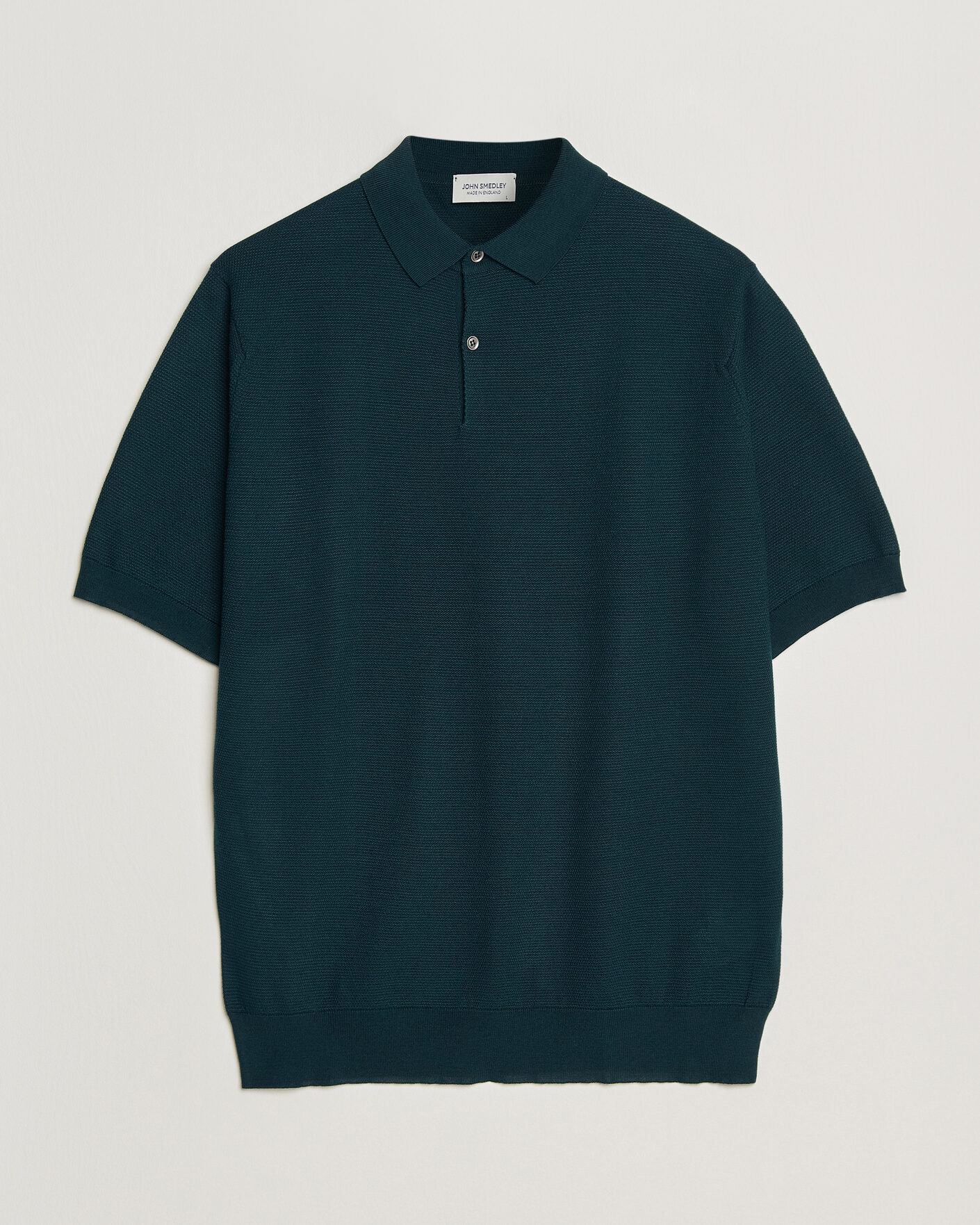 John Smedley 14 Singular Knitted Textured Polo Richardson Green at