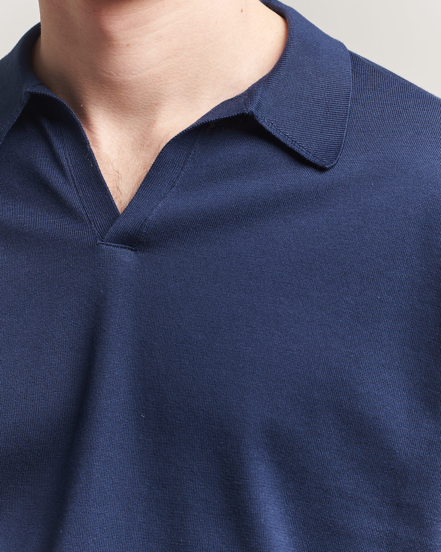 John Smedley Noah Open Collar Sea Island Polo French Navy at