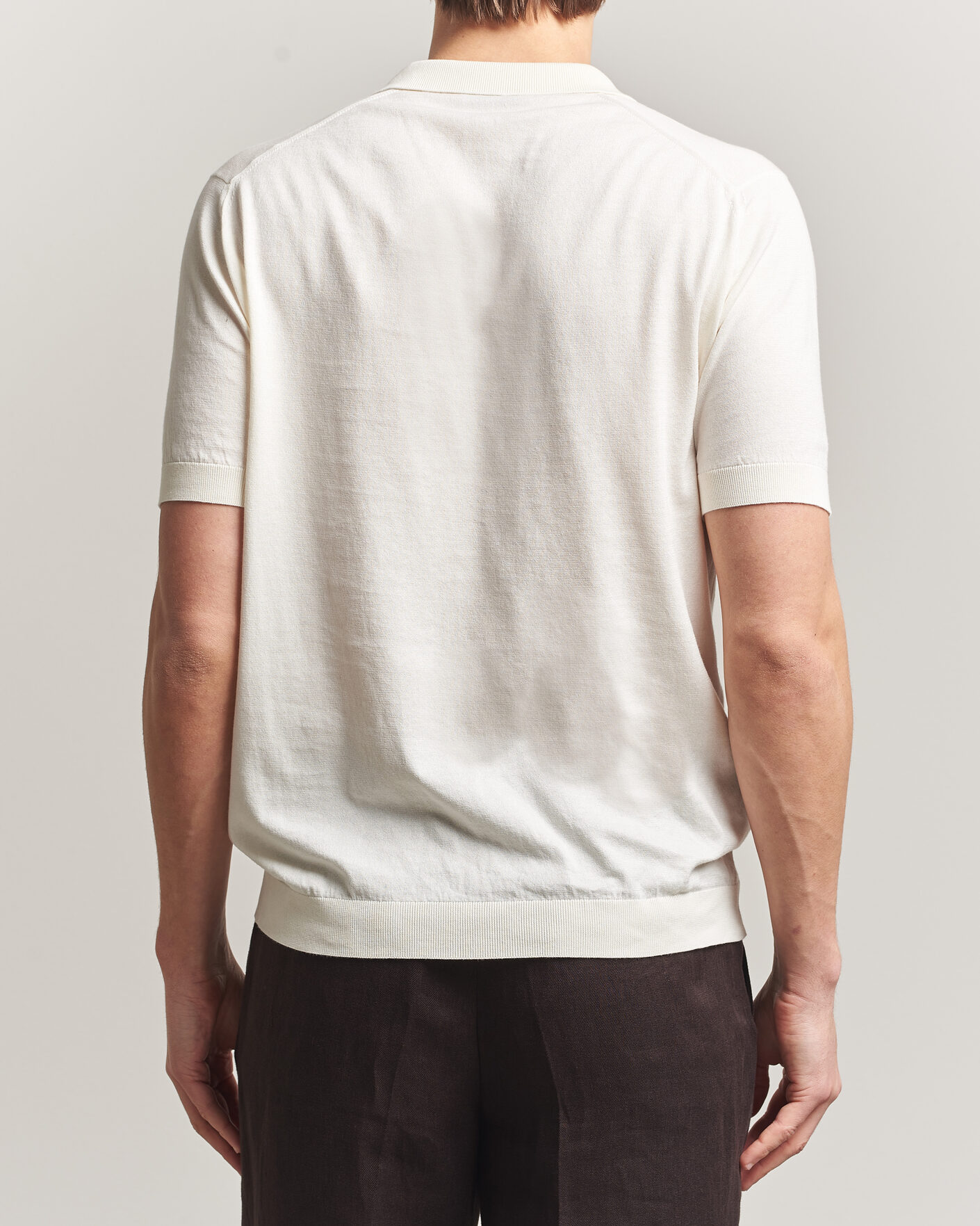 John Smedley Noah Open Collar Sea Island Polo Starch at CareOfCarl.com
