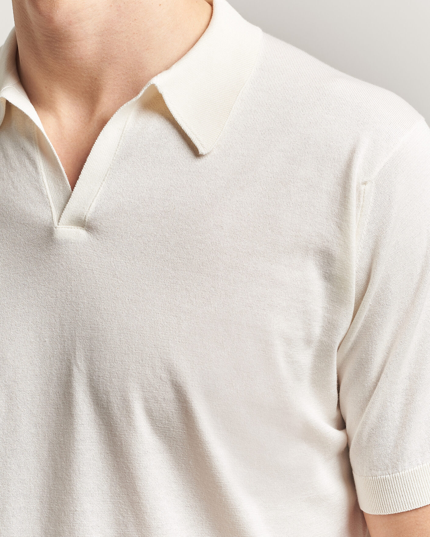 John Smedley Noah Open Collar Sea Island Polo Starch at CareOfCarl.com