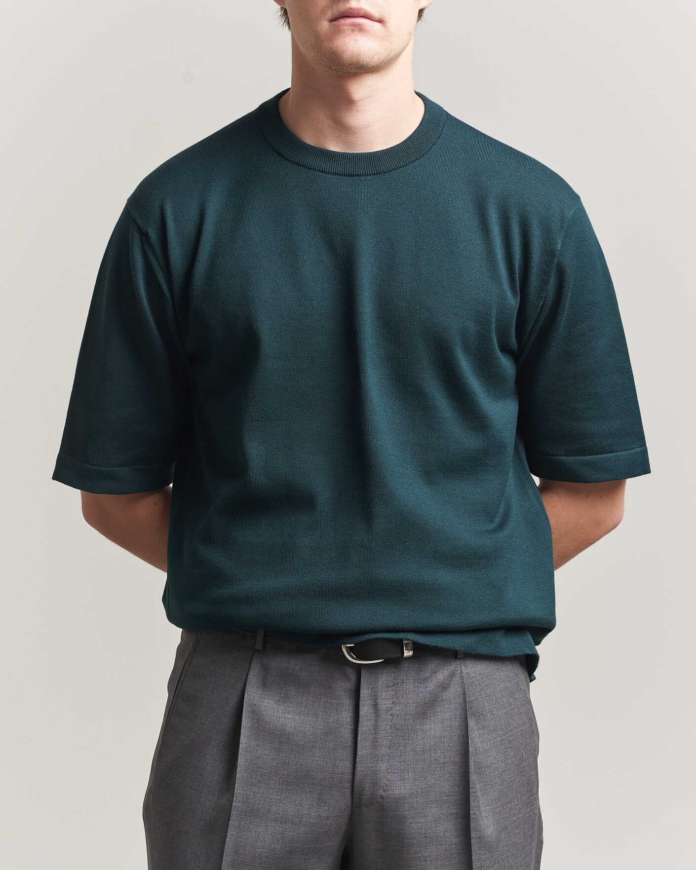トップス Smedley Sea  Cotton fragment John Smedley Tindall Sea Island Cotton T-Shirt Rainforest at