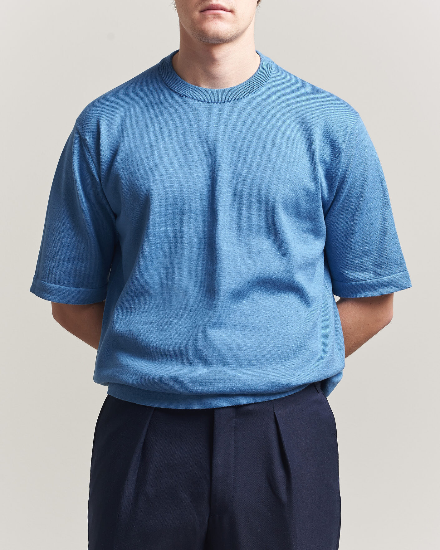 John Smedley Tindall Sea Island Cotton T-Shirt Skye Blue at