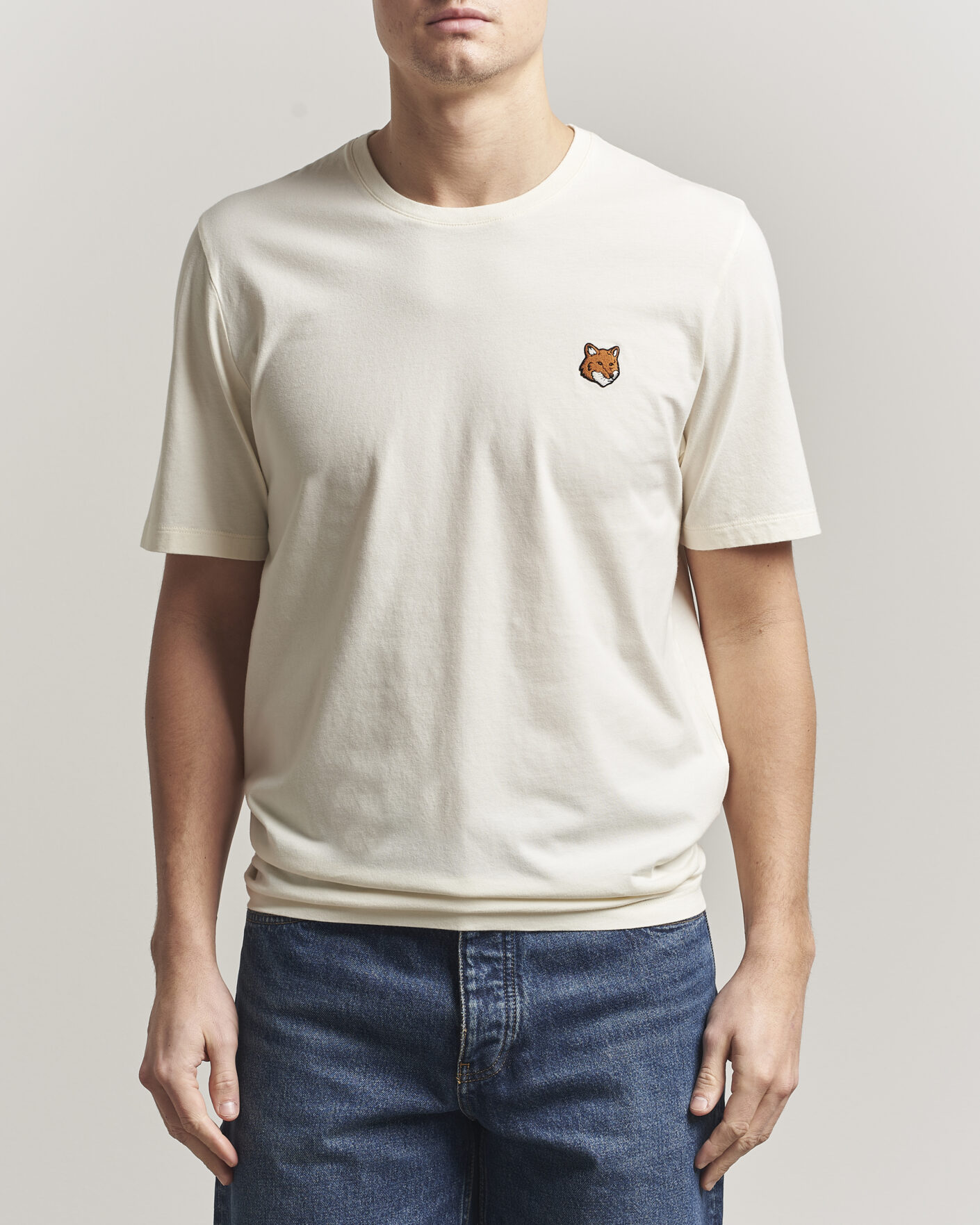 Maison Kitsuné Fox Head T-Shirt Noble Beige at CareOfCarl.com