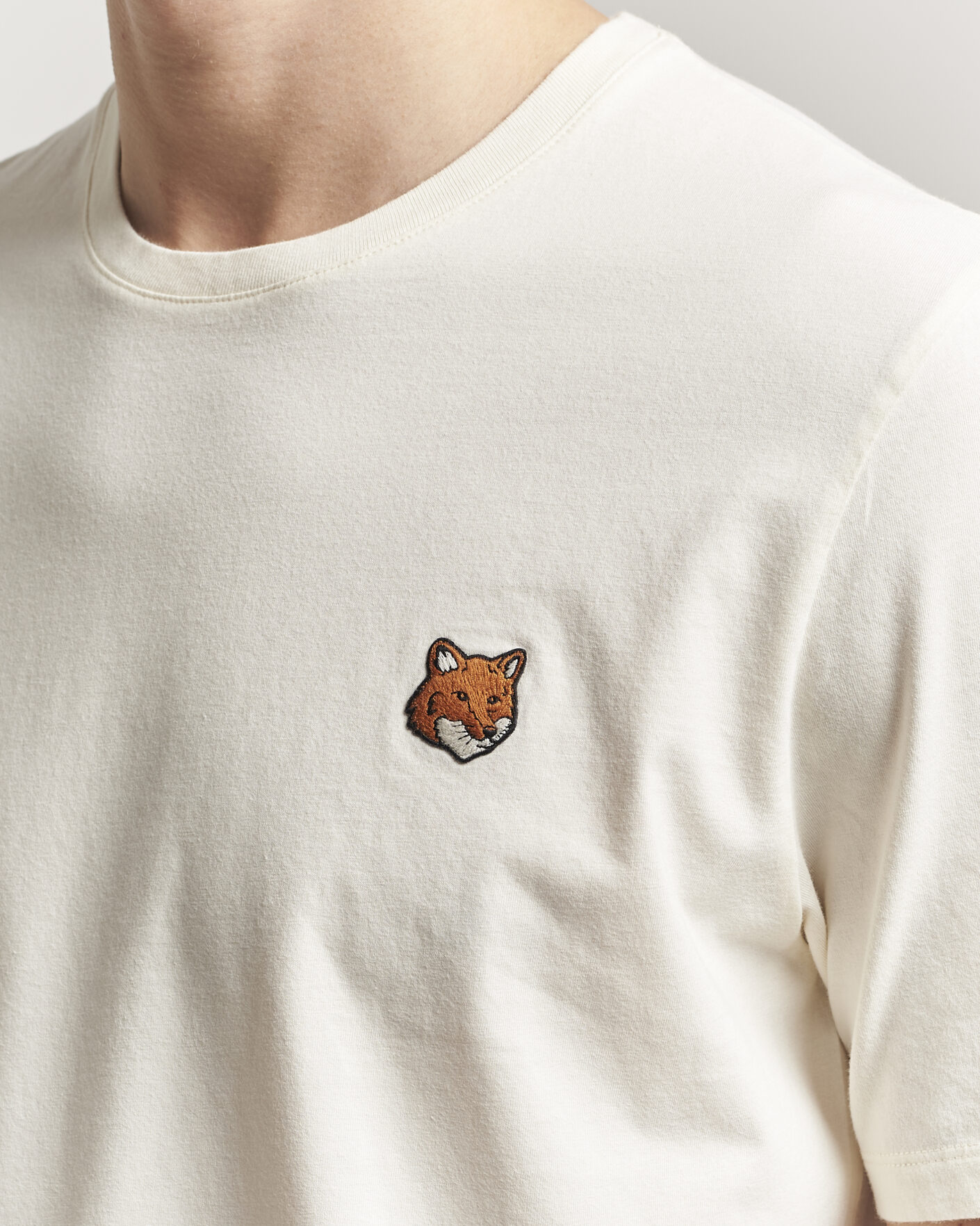 Maison Kitsuné Fox Head T-Shirt Noble Beige at CareOfCarl.com