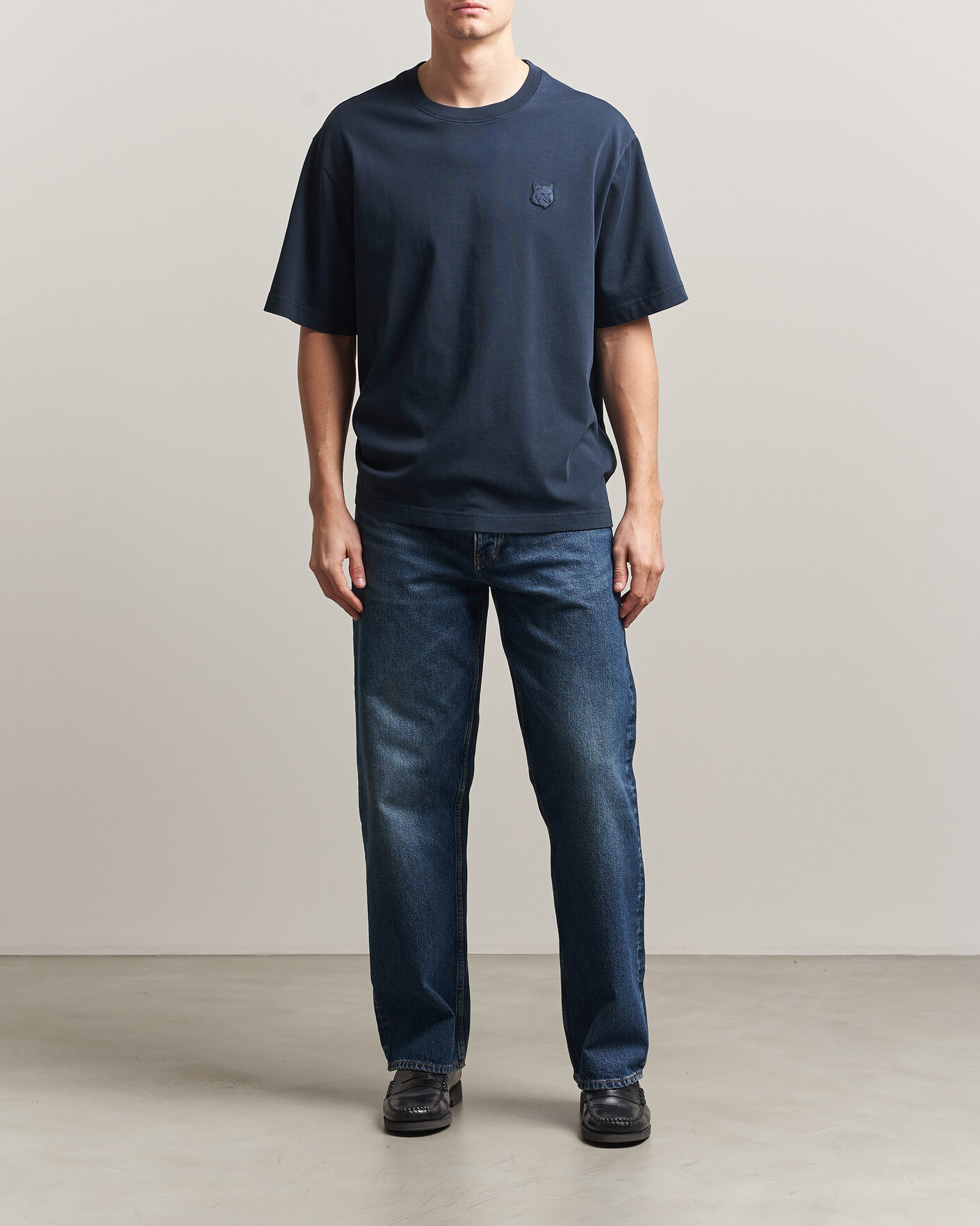 Men | T-Shirts | Maison Kitsuné | Tonal Fox Head T-Shirt Navy