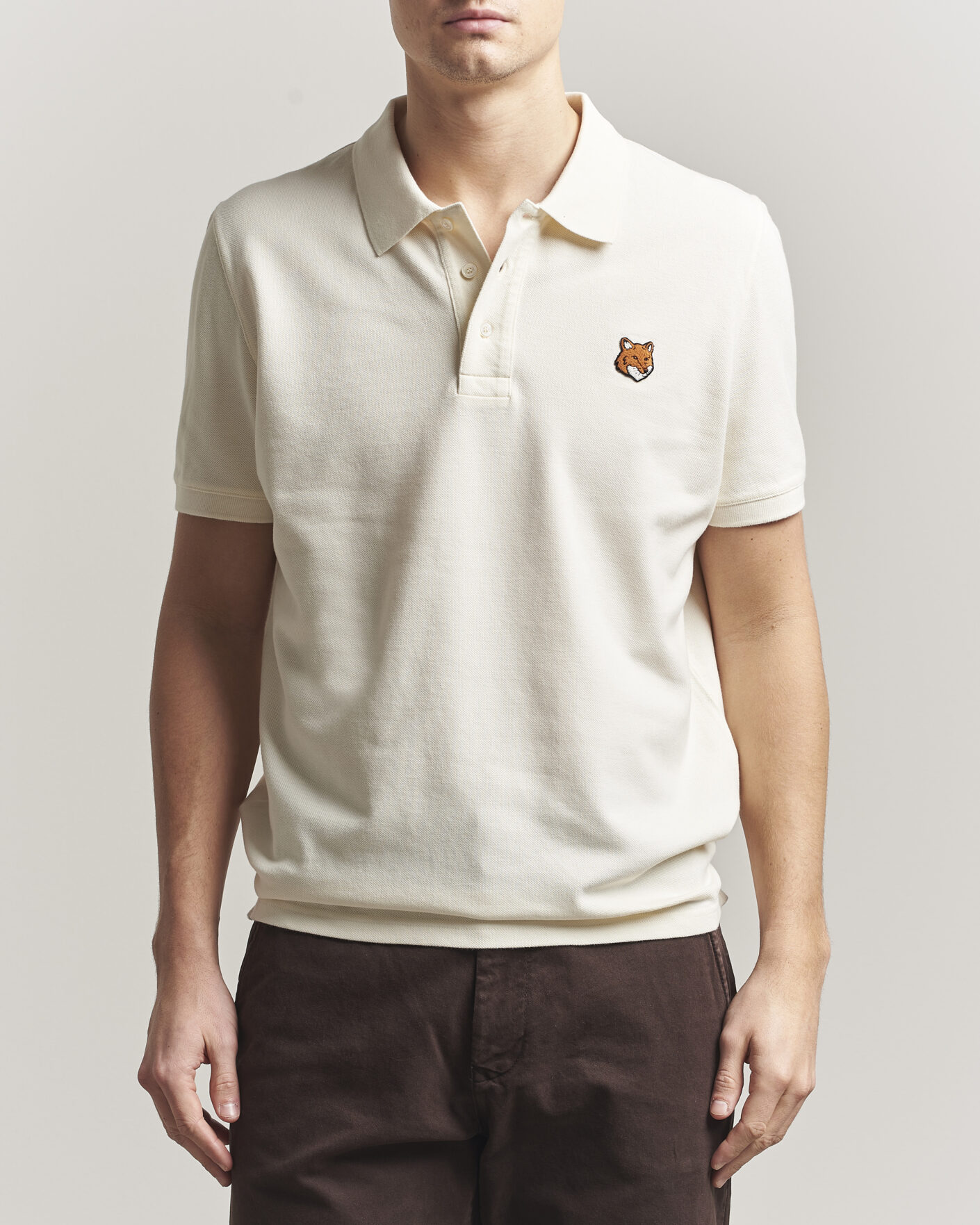 Maison Kitsuné Fox Head Polo Noble Beige at CareOfCarl.com