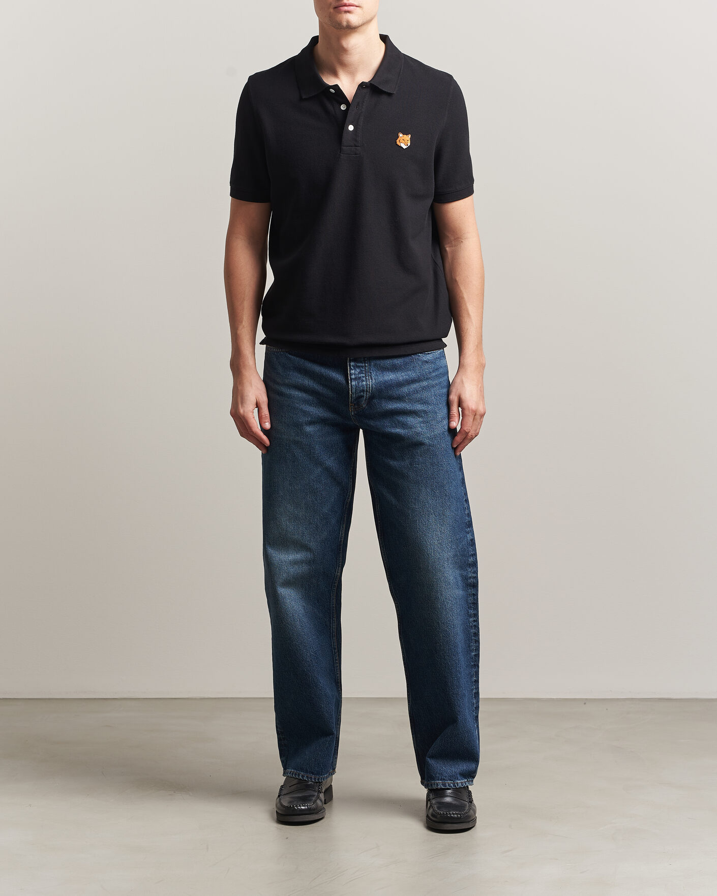 Men | Polo Shirts | Maison Kitsuné | Fox Head Polo Black