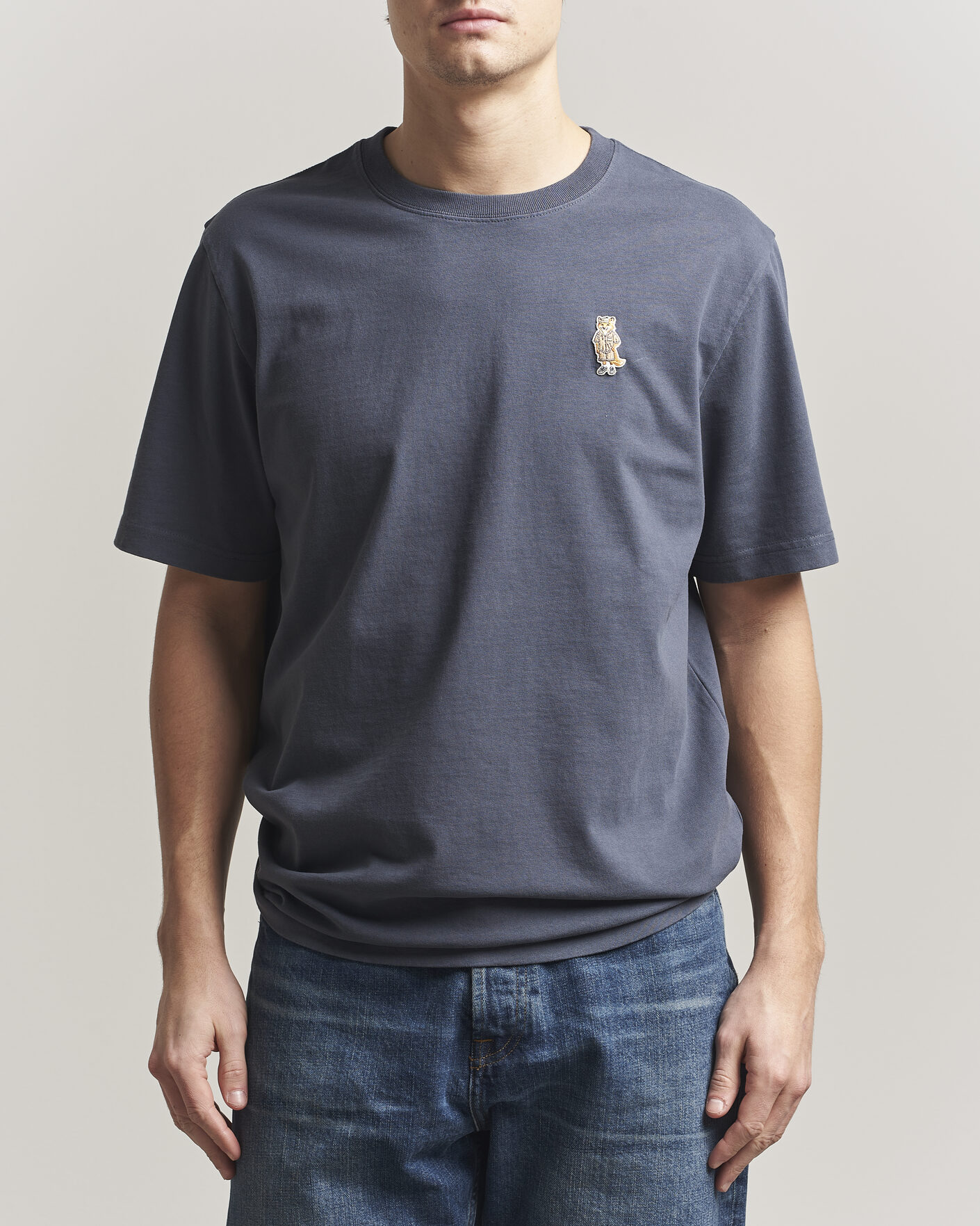 Maison Kitsuné Dressed Fox T-Shirt Shadow Blue at CareOfCarl.com