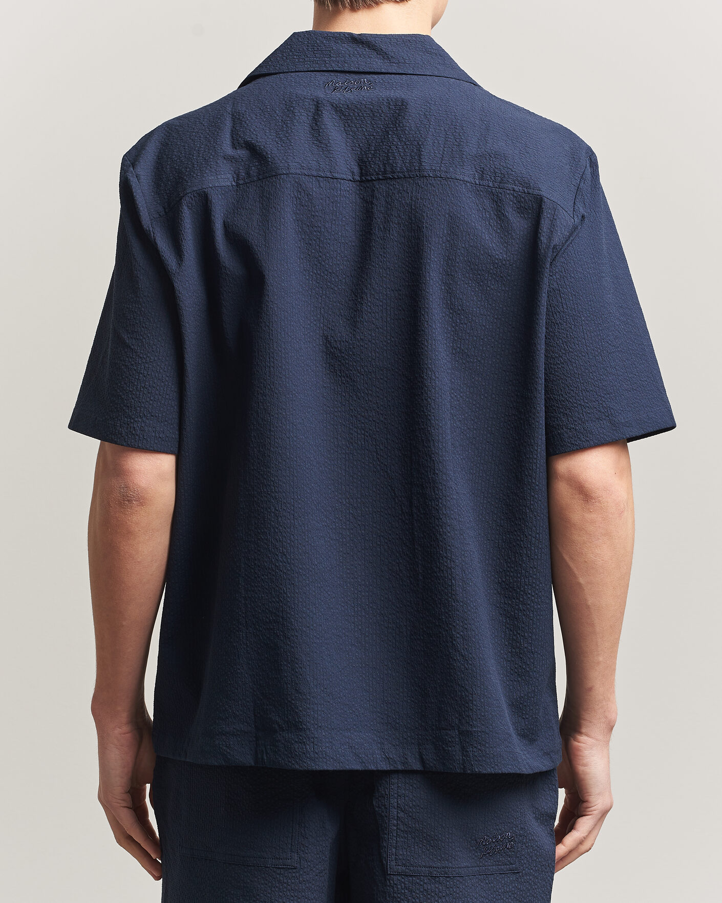 Men | Shirts | Maison Kitsuné | Seersucker Resort Shirt Navy
